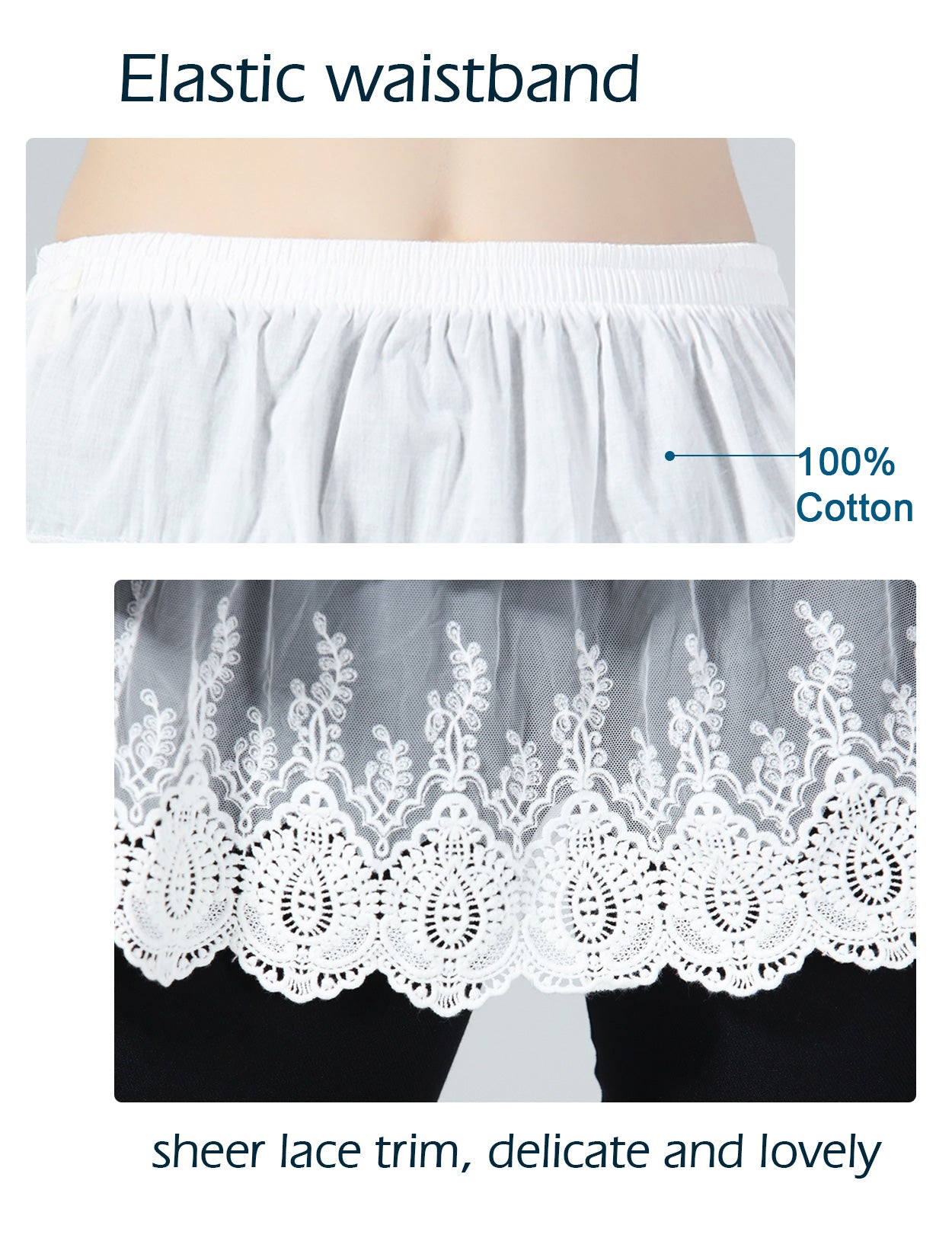 Mini-jupe ivoire/noire - Extension de chemise en dentelle florale