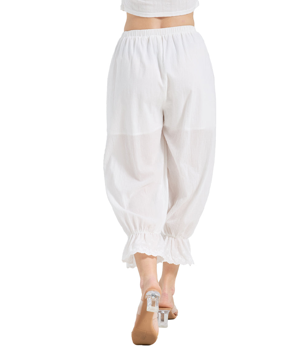 Victorain 100% Cotton Ruffled Bloomers with Pockets