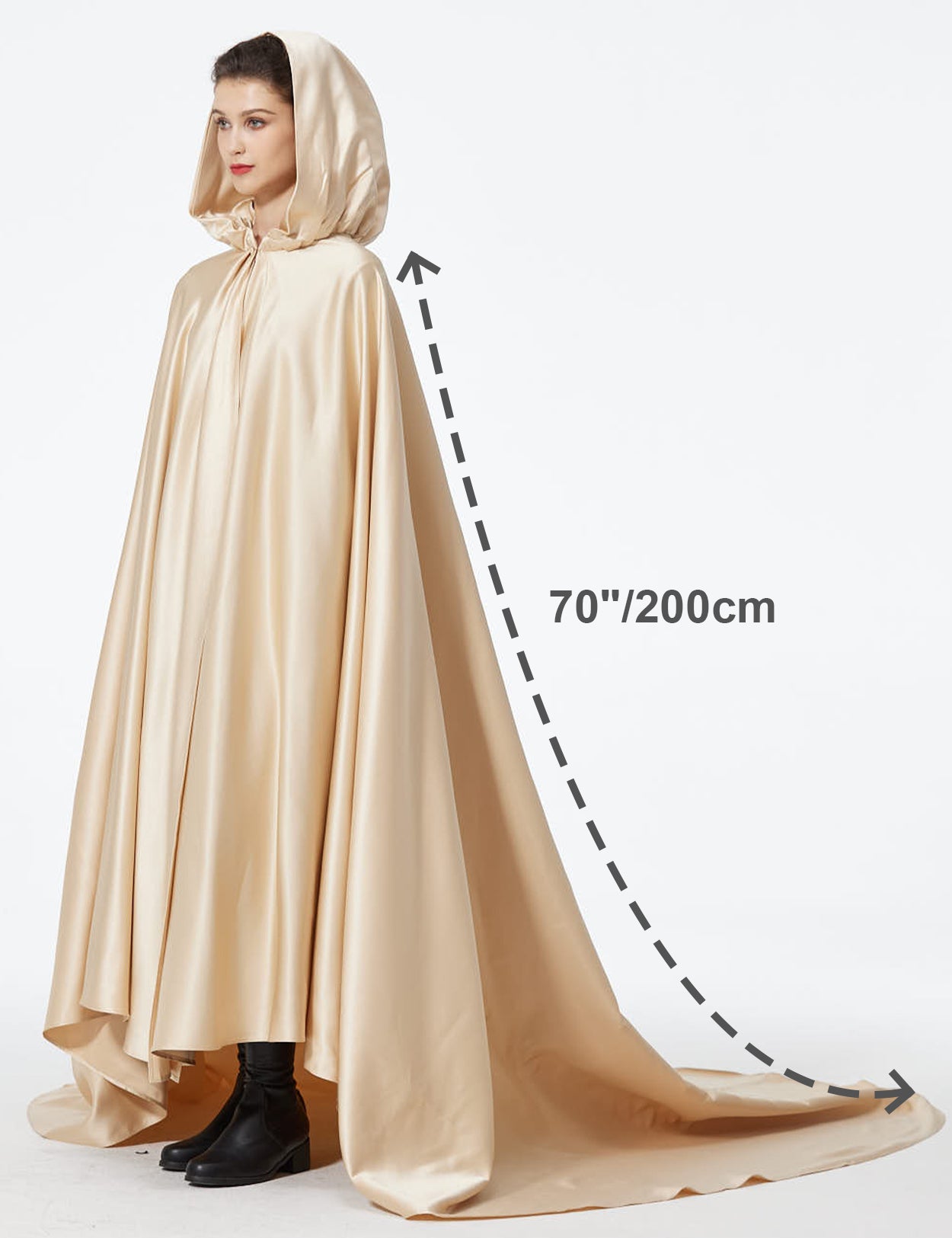 Elegant Wedding Cape with Hood - Full Length Trailing Bridal Poncho