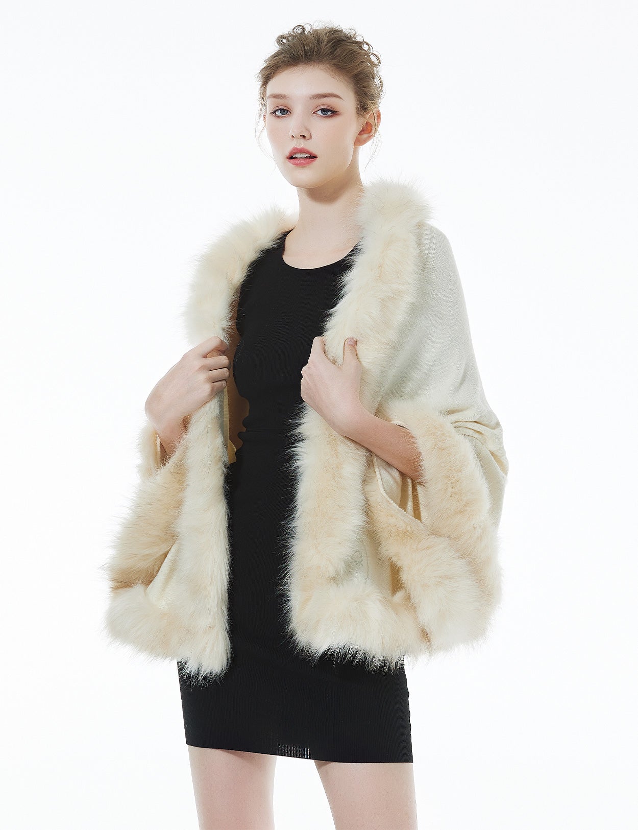 Luxurious Faux Fur Shawl for Winter Wedding Bridal Cape Elegant Wrap