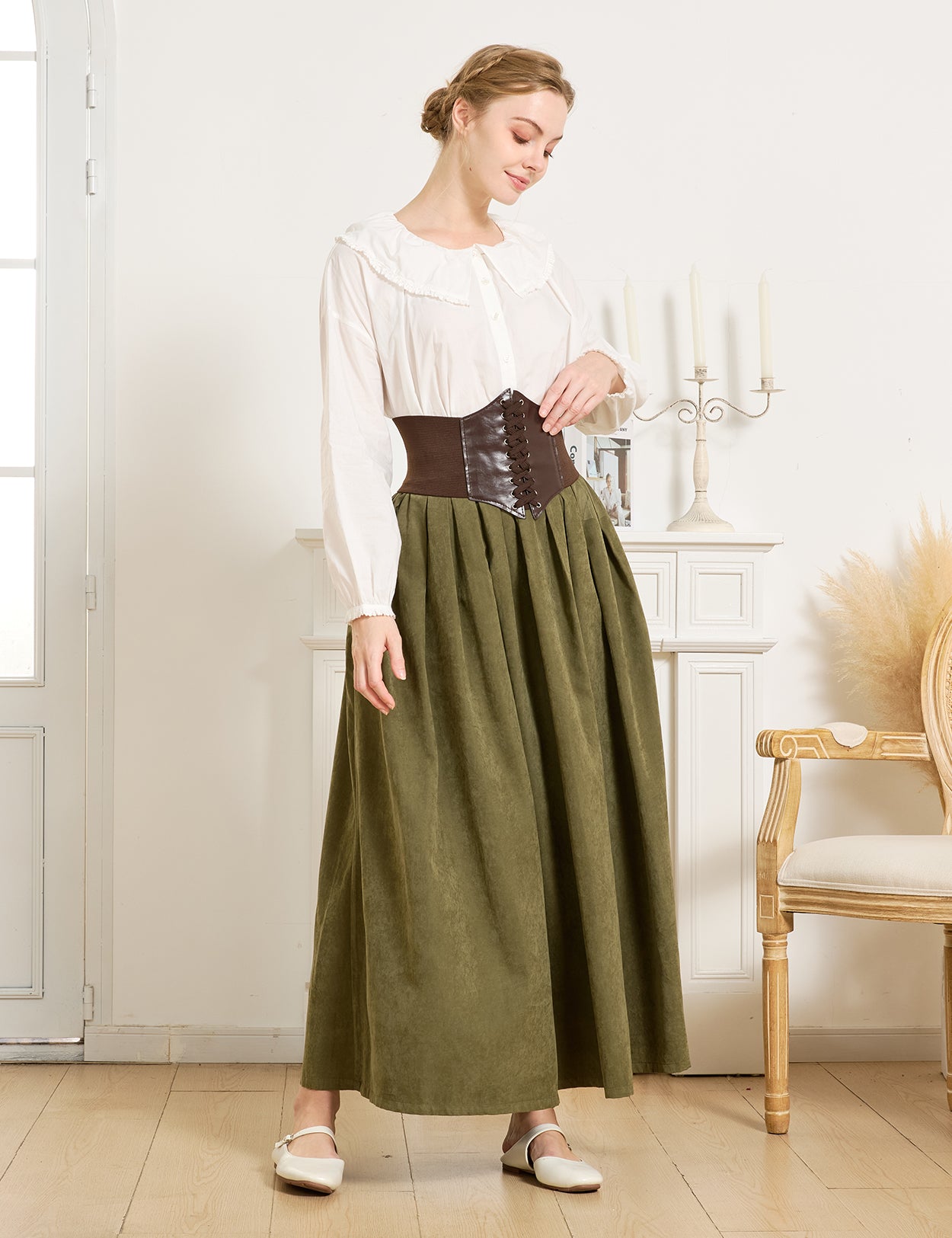 Mittelalterlicher Rock mit Taschen – Elastischer Bund