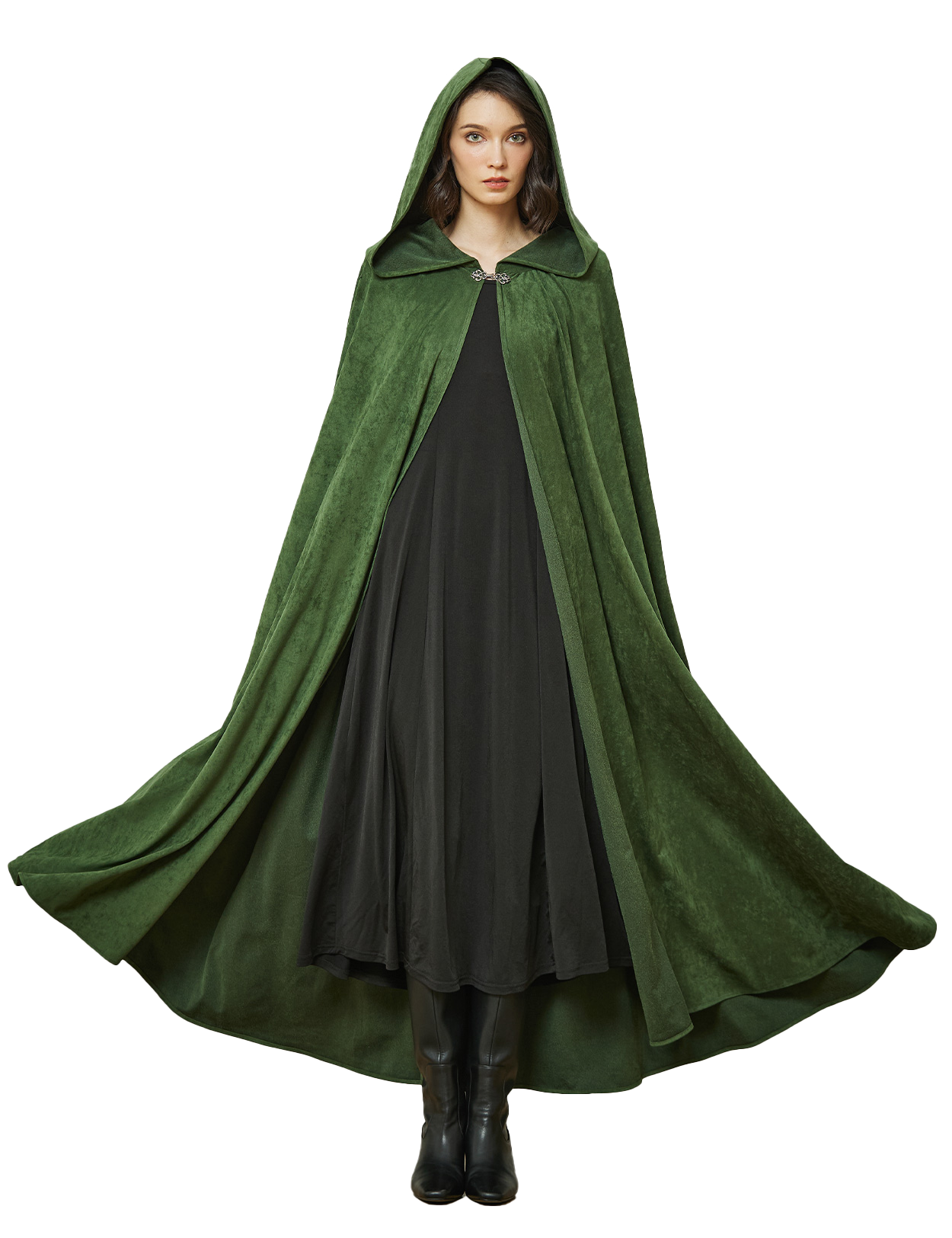 Cape à capuche médiévale pour Halloween, cosplay, cape en daim