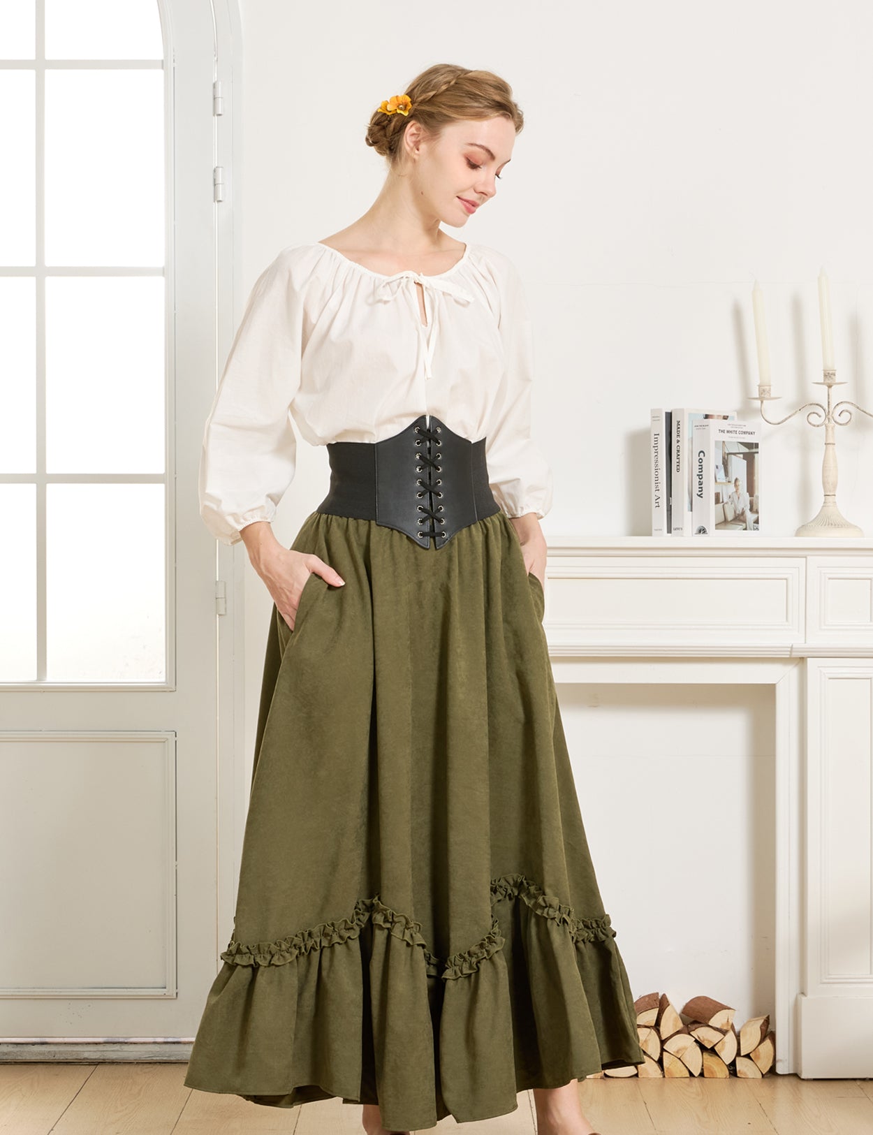 Falda larga estilo victoriano gótico steampunk, vestido medieval renacentista