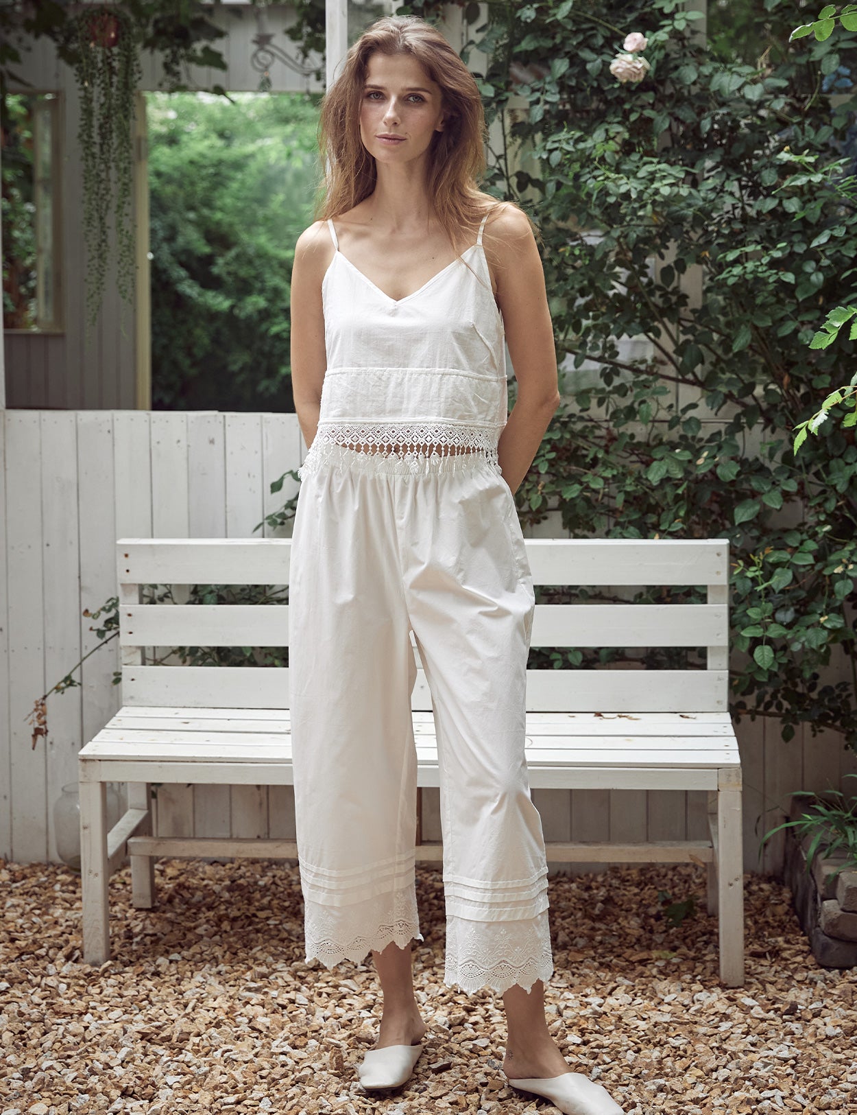 Jupon en coton à bordure en dentelle victorienne pour femme | Vêtements de nuit