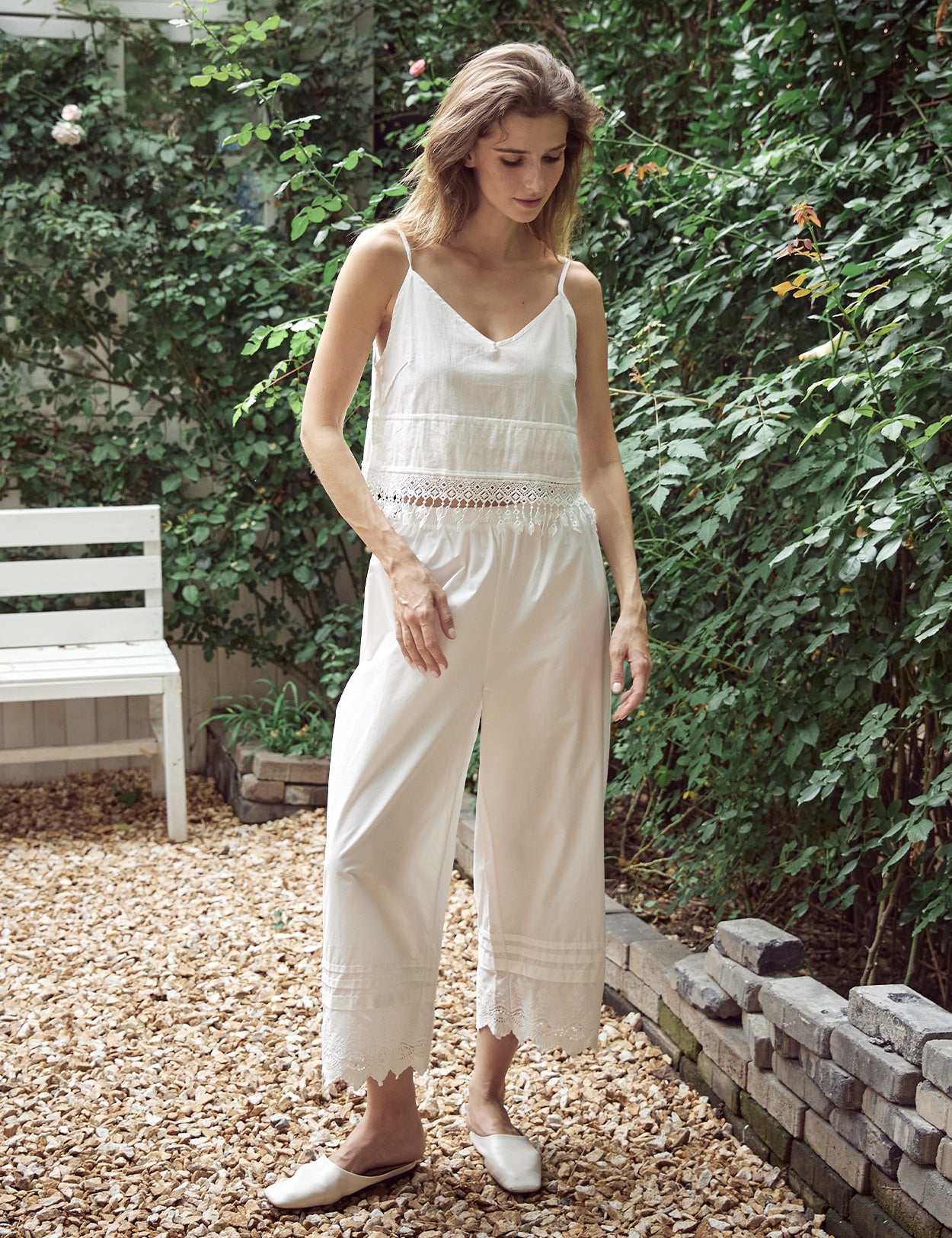 Jupon en coton à bordure en dentelle victorienne pour femme | Vêtements de nuit
