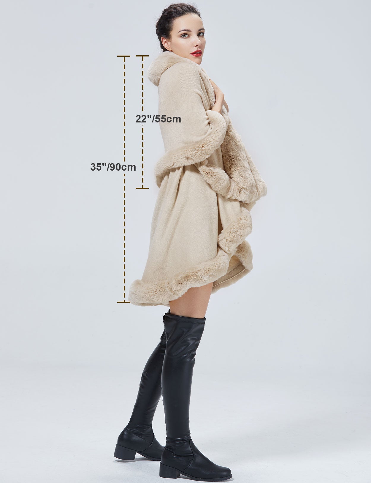 Chic Faux Fur Knit Cape Coat for Winter Weddings & Parties