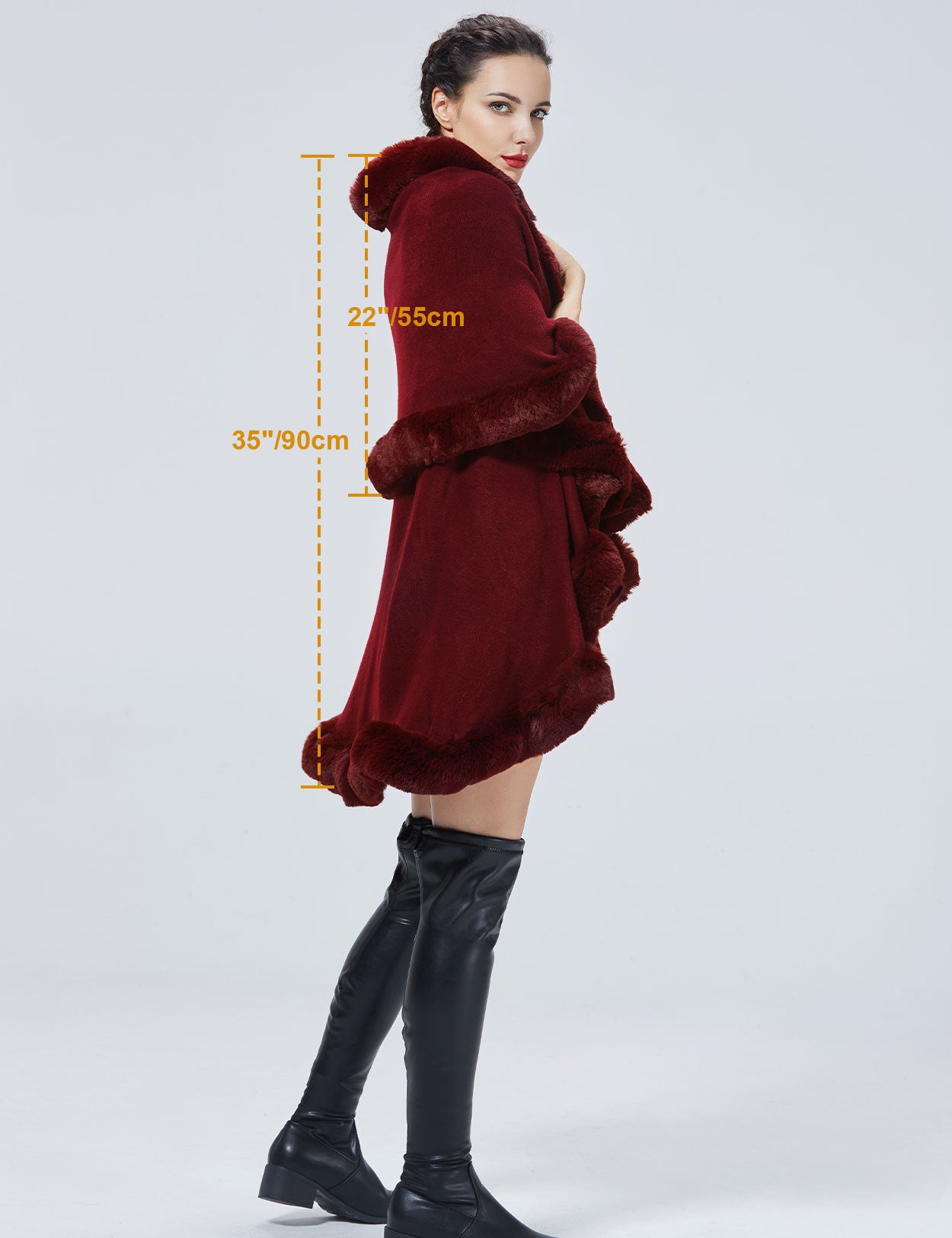 Chic Faux Fur Knit Cape Coat for Winter Weddings & Parties