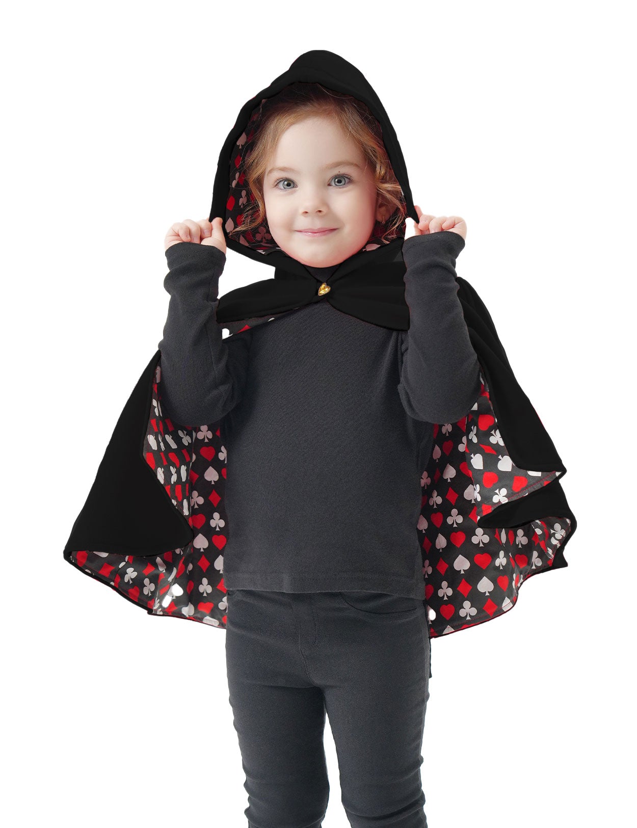 Girl's Hooded Cape Cloak with Cotton Lining for Halloween Christmas