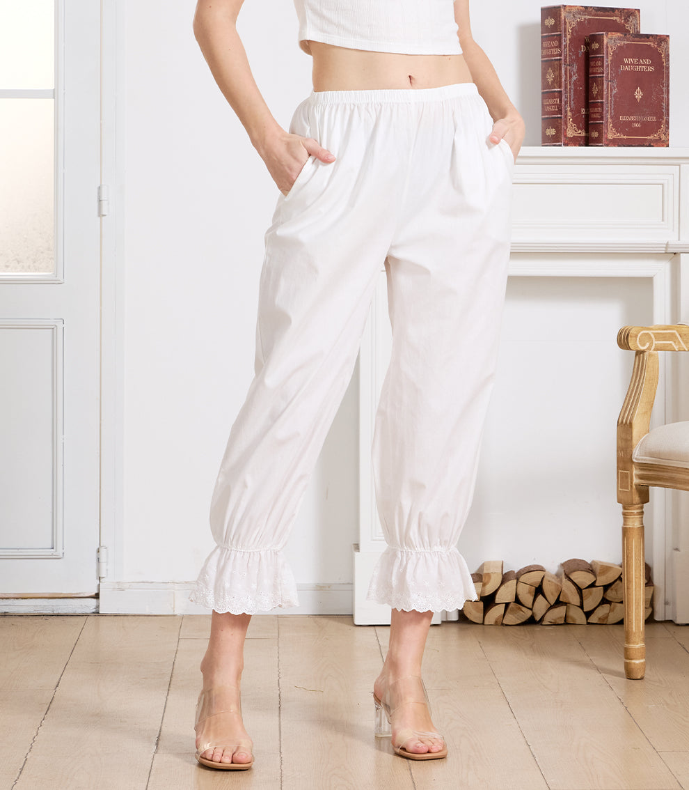Vintage 100% Cotton Ruffled Bloomers with Pockets