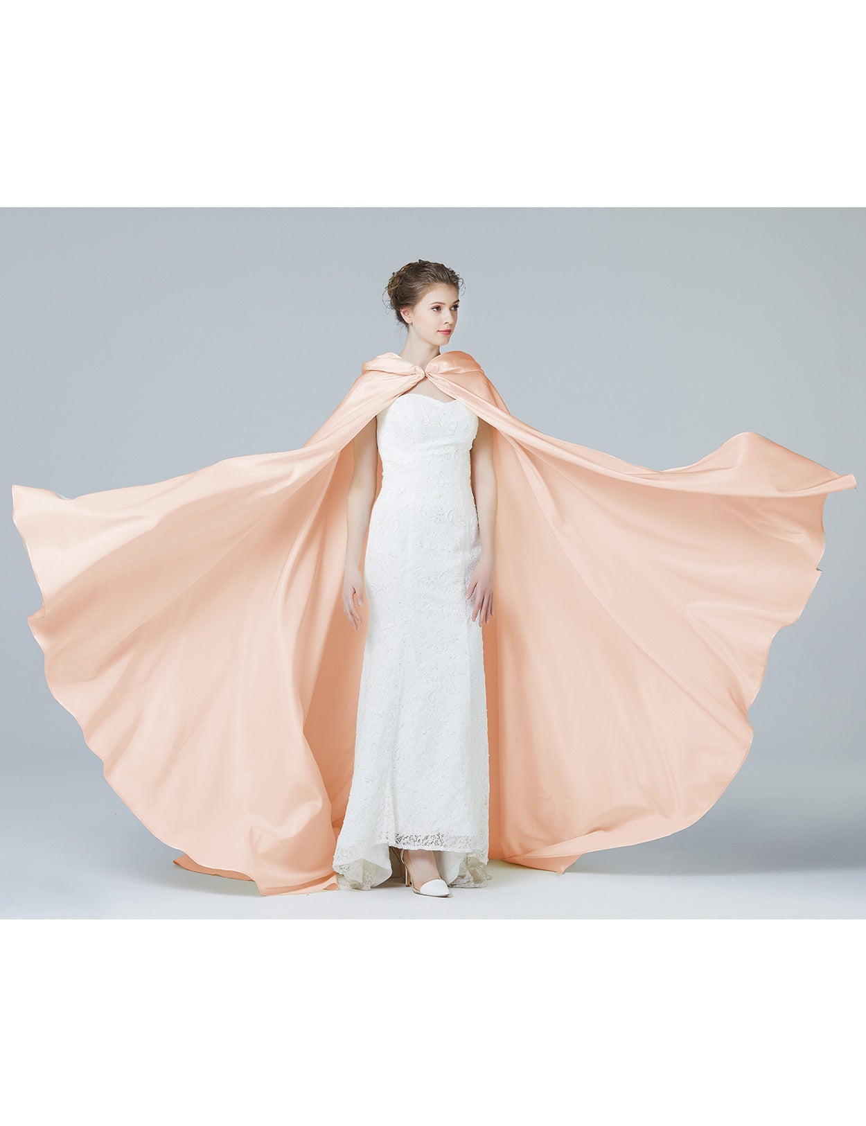 Elegant Wedding Cape with Hood - Full Length Trailing Bridal Poncho