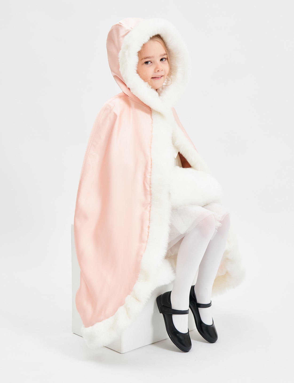 Cape en fourrure pour tout-petit : costume de demoiselle d'honneur et de cape à capuche de Noël