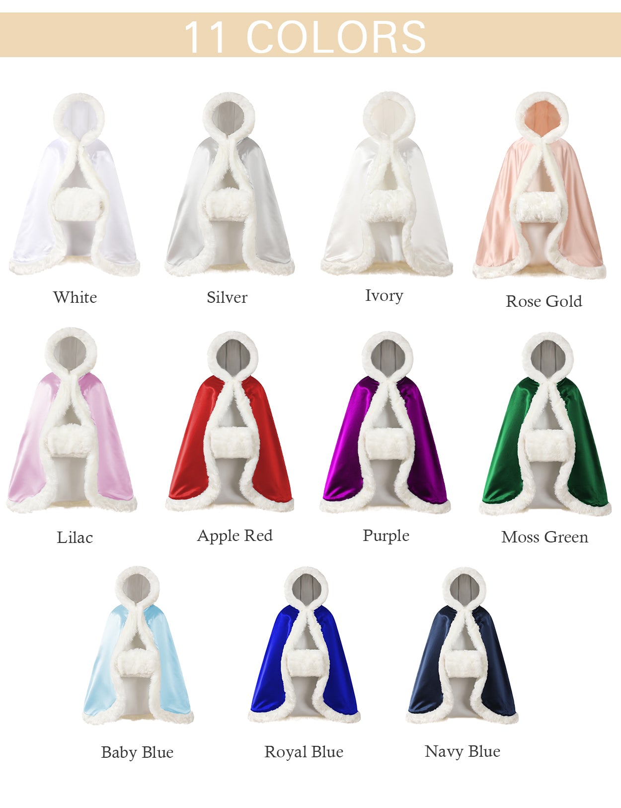 Cape en fourrure pour tout-petit : costume de demoiselle d'honneur et de cape à capuche de Noël