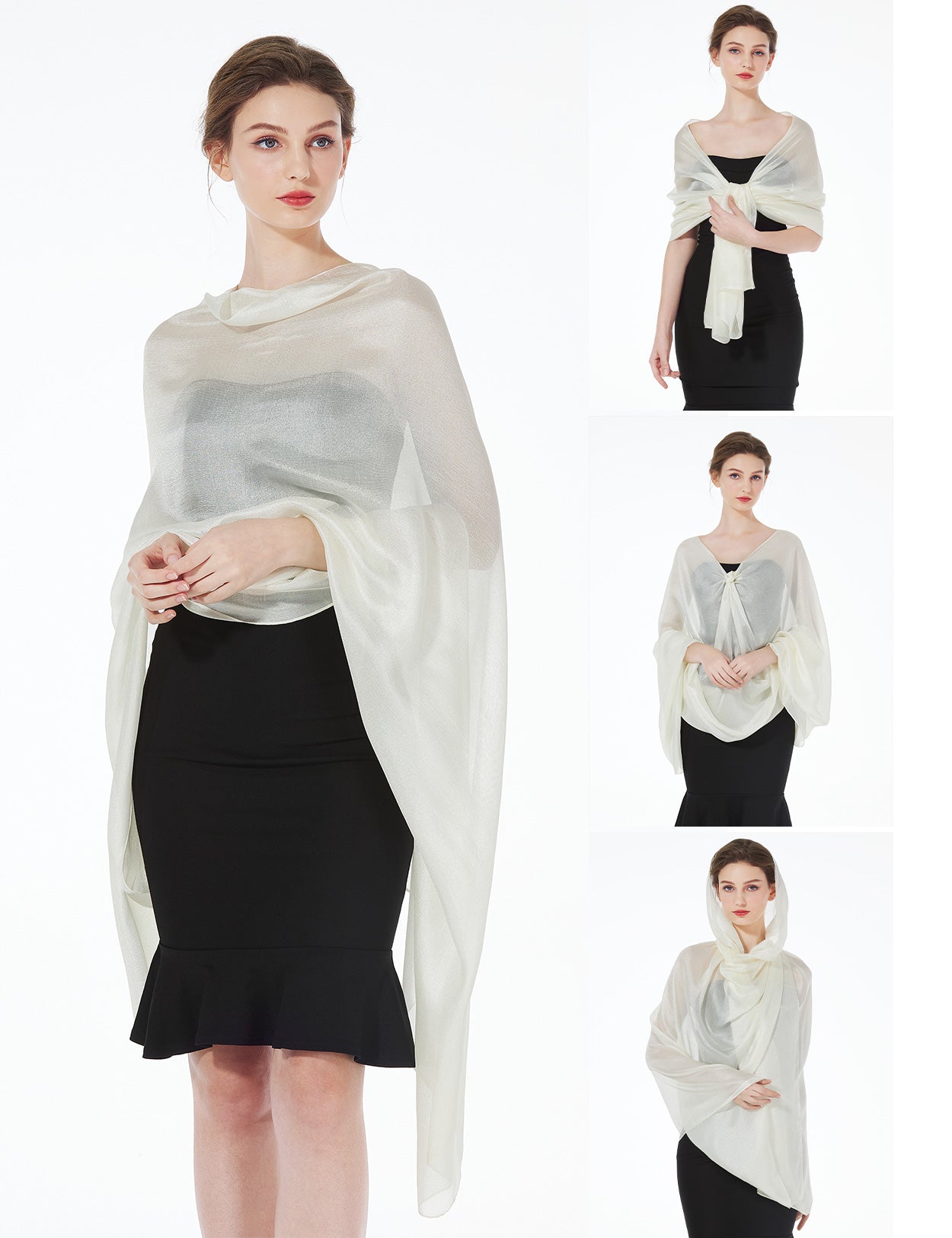 Elegant Silky Scarf for Wedding & Evening Dress, Lightweight Shawl Wrap