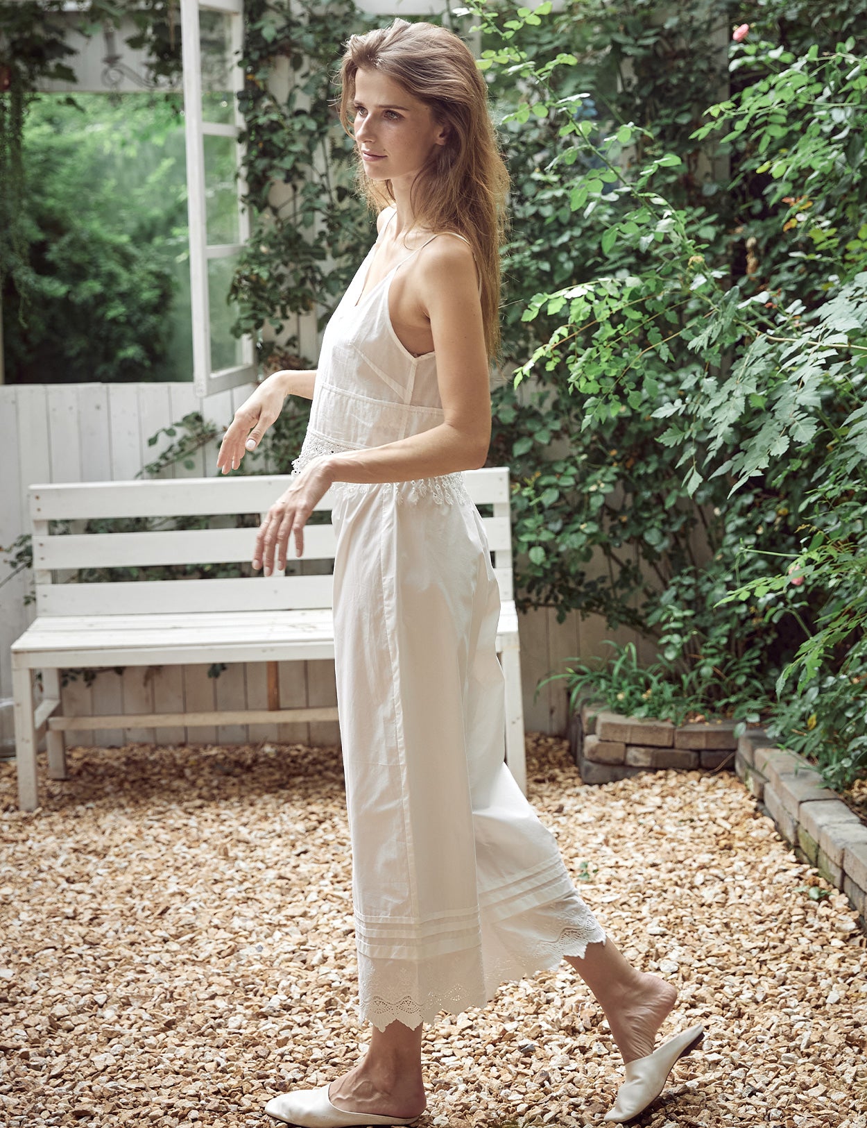 Jupon en coton à bordure en dentelle victorienne pour femme | Vêtements de nuit