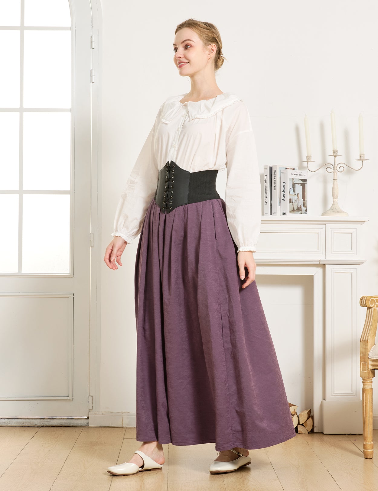 Falda estilo medieval con bolsillos y cintura elástica