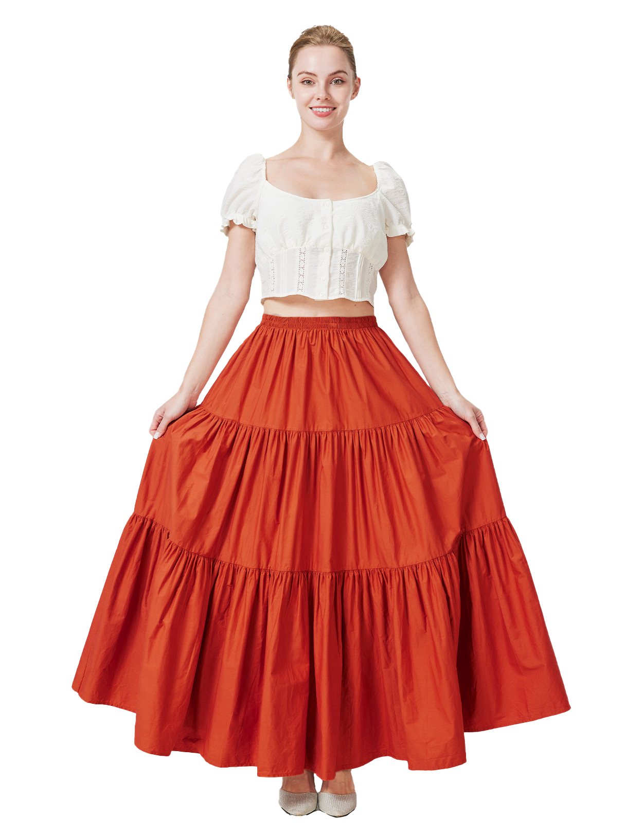100% Cotton Renaissance Medieval Boho Maxi Skirt for Women