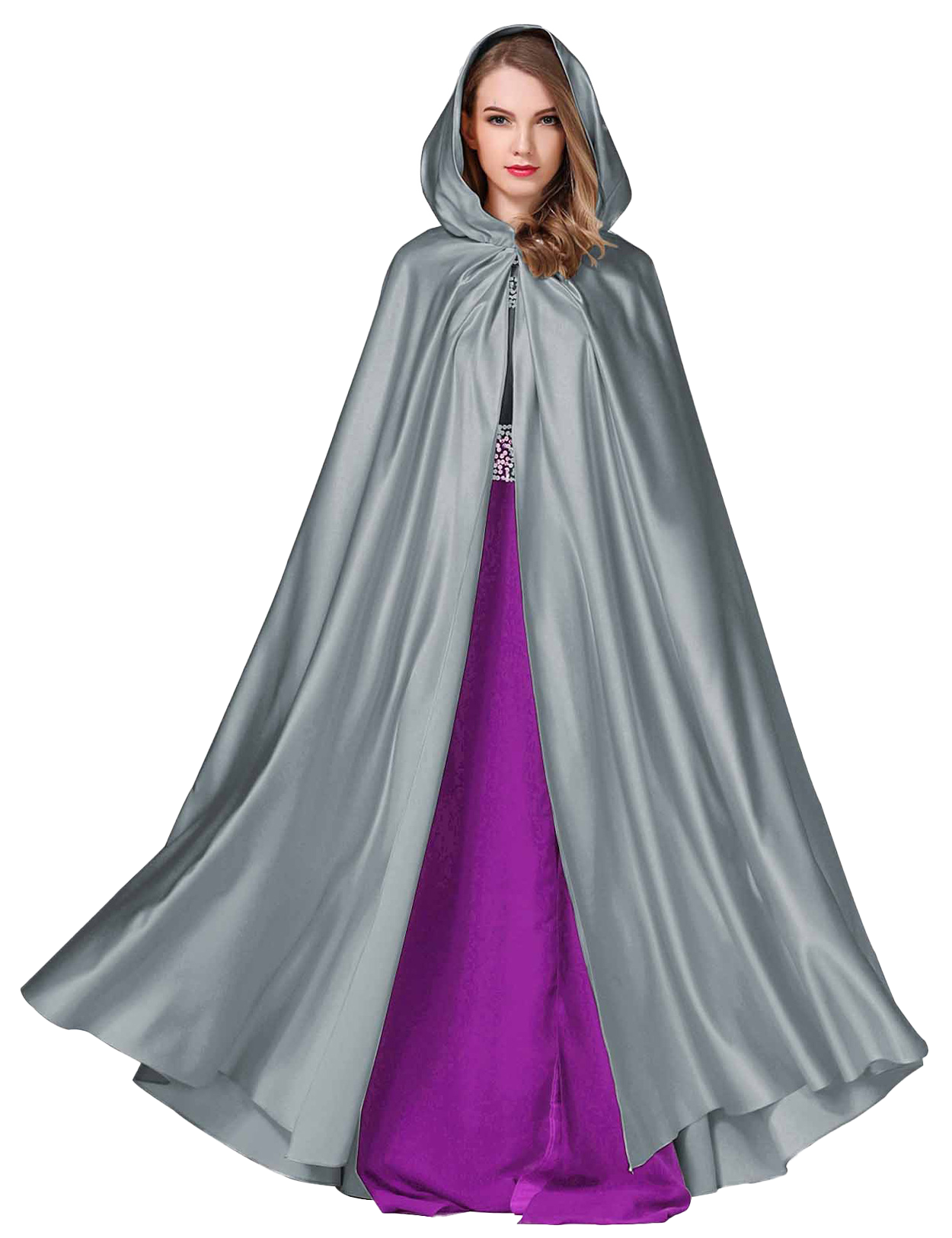 Elegant Hooded Bridal Cape - Full Length Wedding Cloak