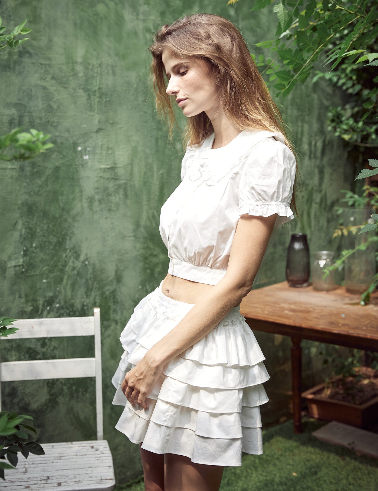 Jupe-short bohème à volants et volants en coton pour femme avec short intégré - Mini-jupe d'été
