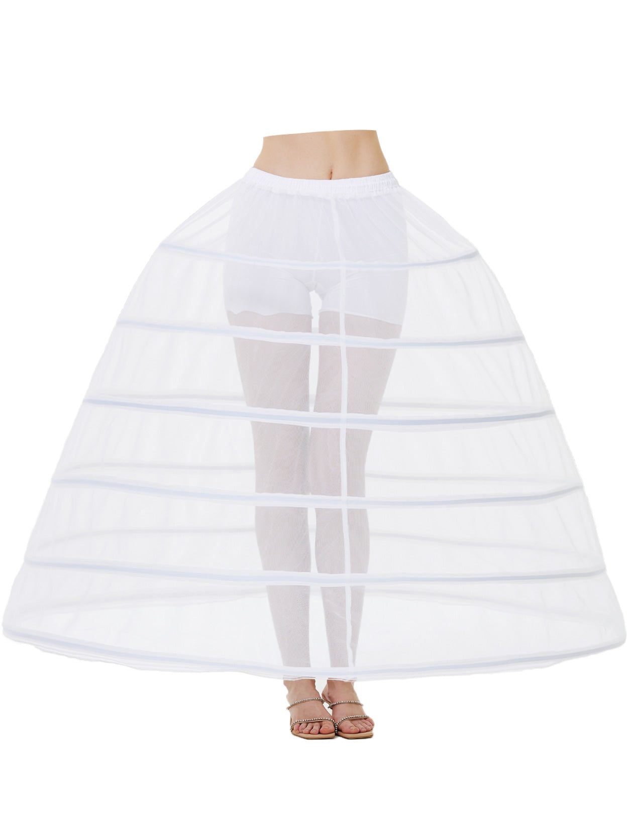 6-Hoop A-Line Bridal Petticoat - Front View - Floor-Length Wedding Crinoline