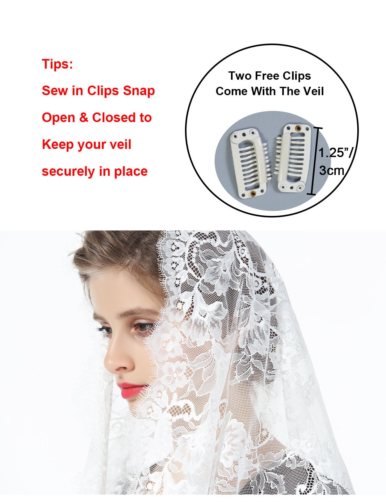 Elegant Mantilla Veil for Church Wedding & Latin Mass Ceremonies