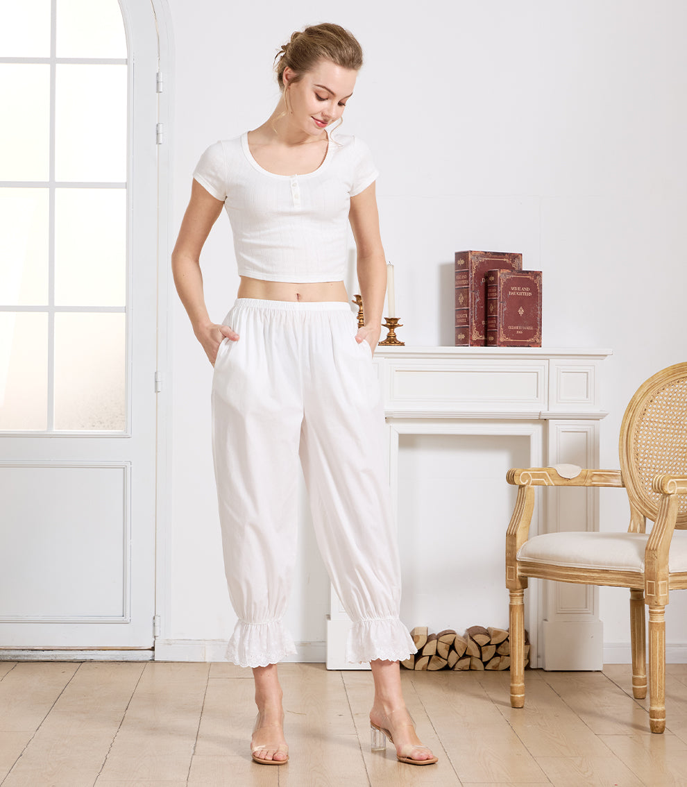 Vintage 100% Cotton Ruffled Bloomers with Pockets