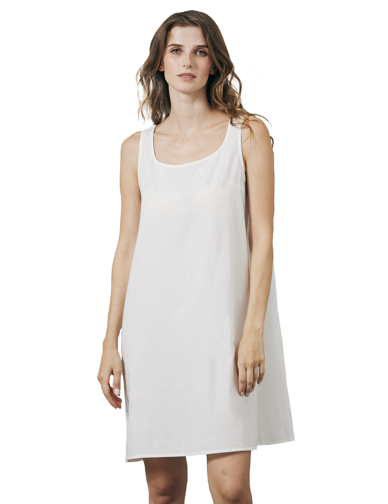 100% cotton full slip with wide straps in white, comfortable underdress and nightwear for women