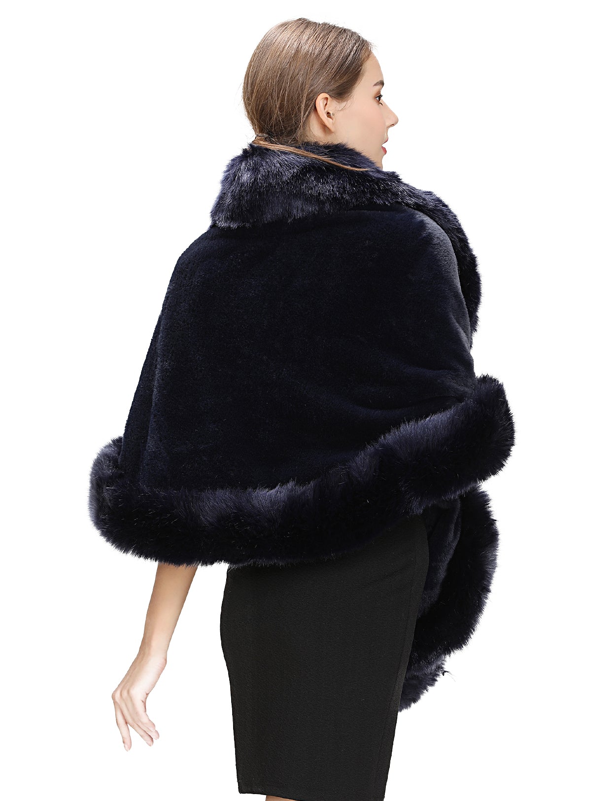 Luxury faux fur shawl for bridal wedding and evening dresses