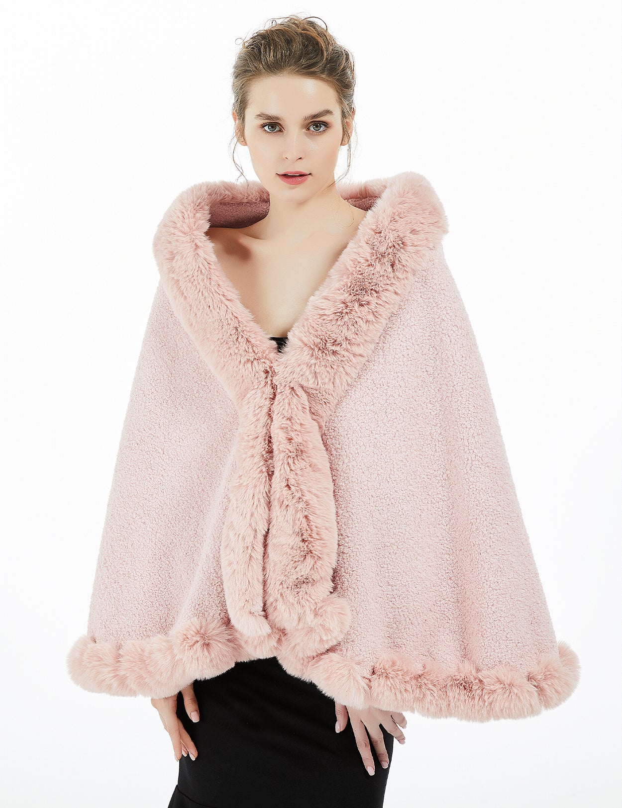 Elegant faux fur bridal shawl for winter weddings