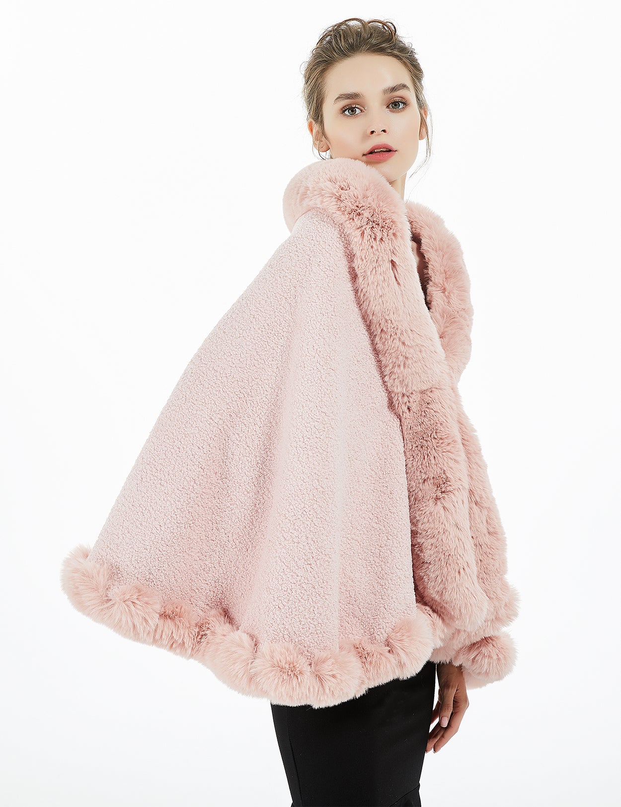 Elegant faux fur bridal shawl for winter weddings