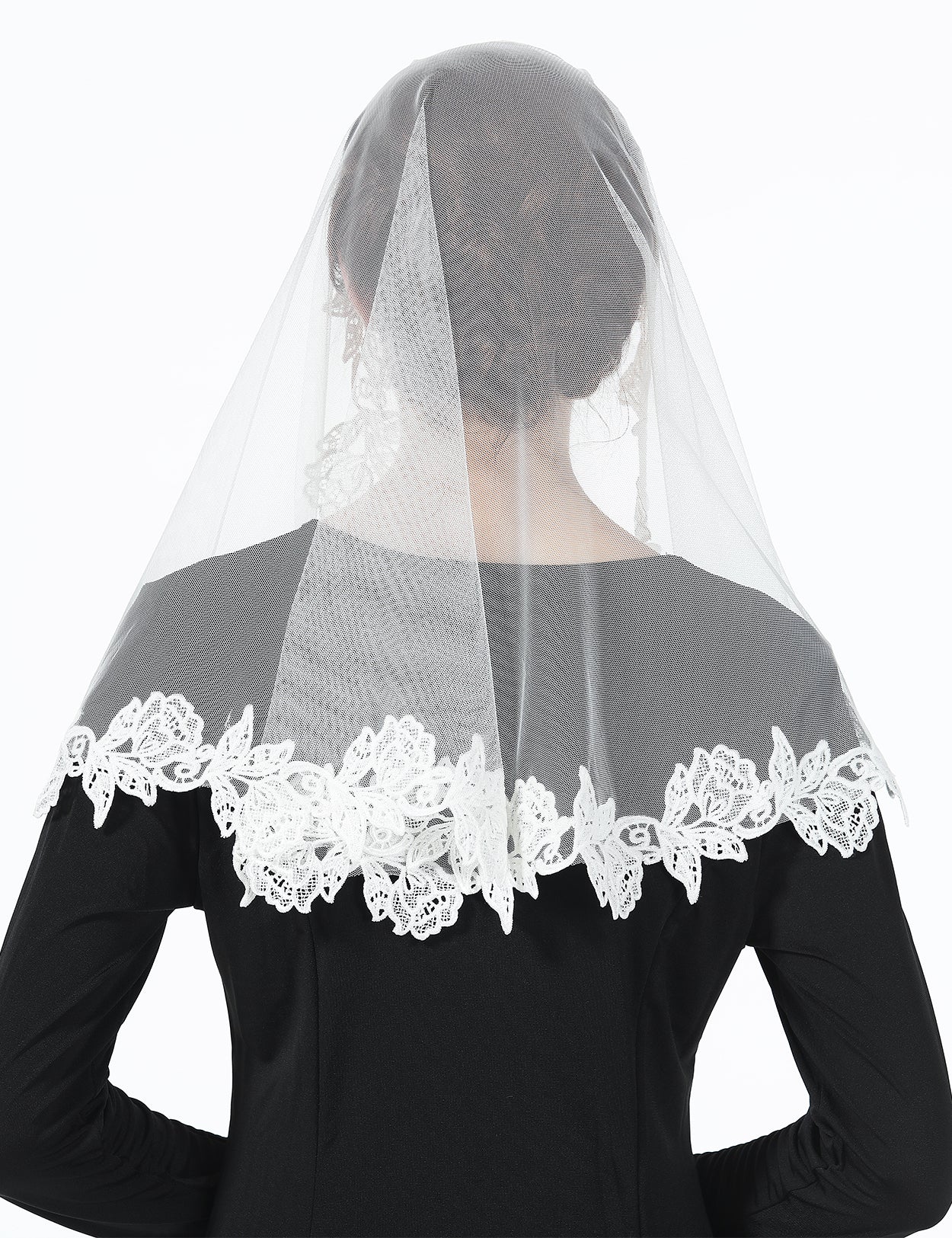 Spitzen-Mantilla-Schleier für die Kirche | Erstkommunion & Lateinische Messe