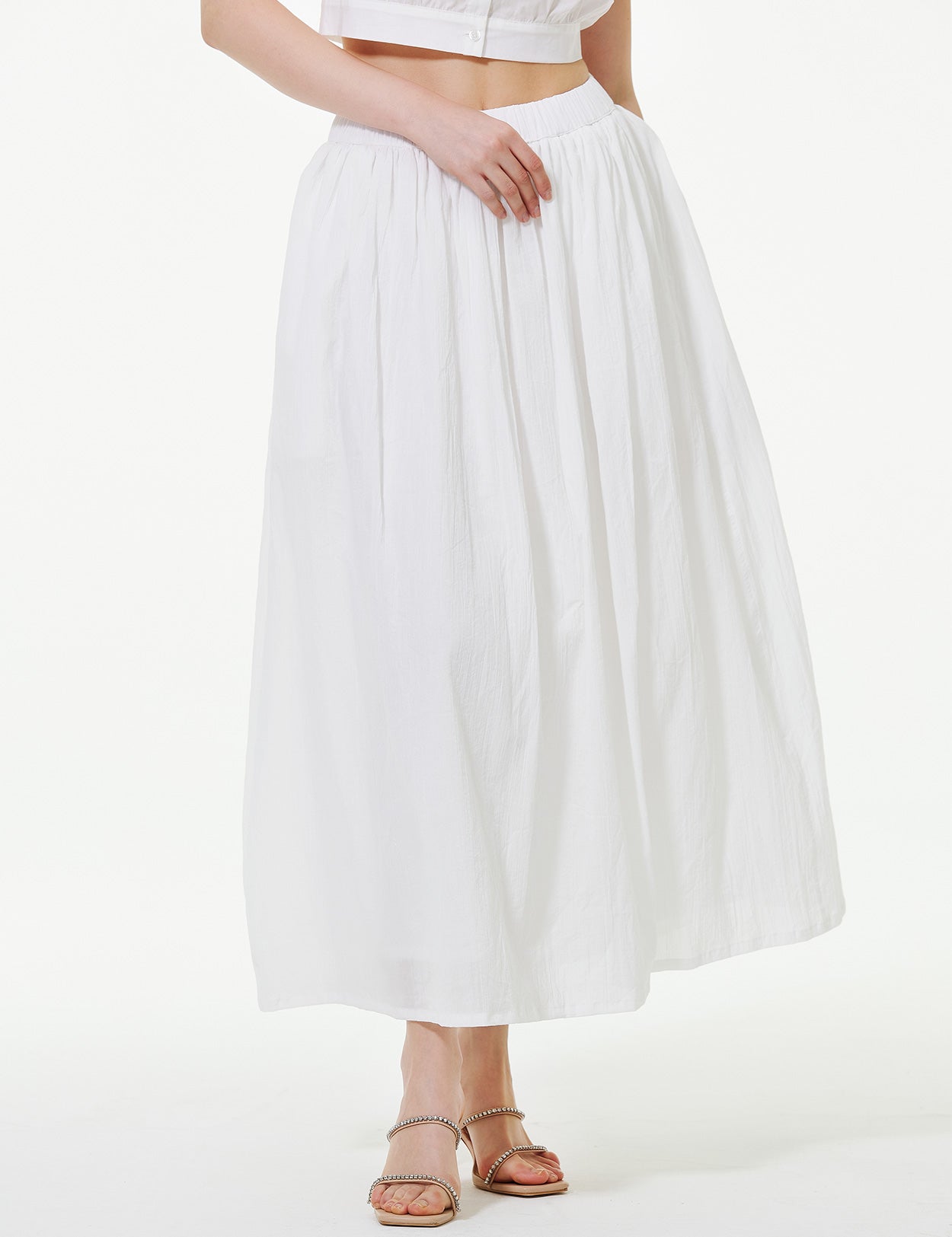 White Gathered Skirt