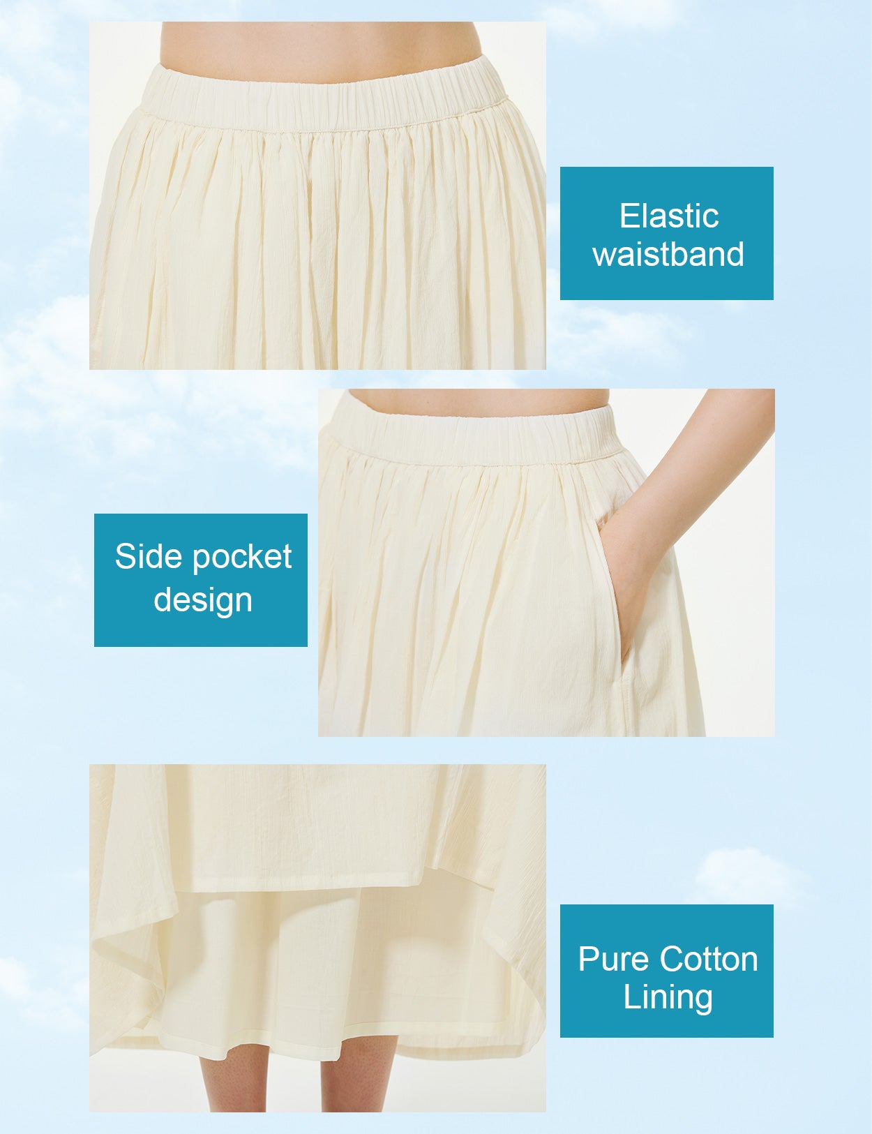 beige maxi skirt details