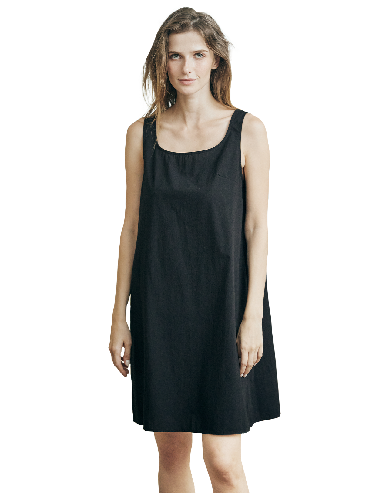 100% cotton full slip with wide straps in black, comfortable underdress and nightwear for women