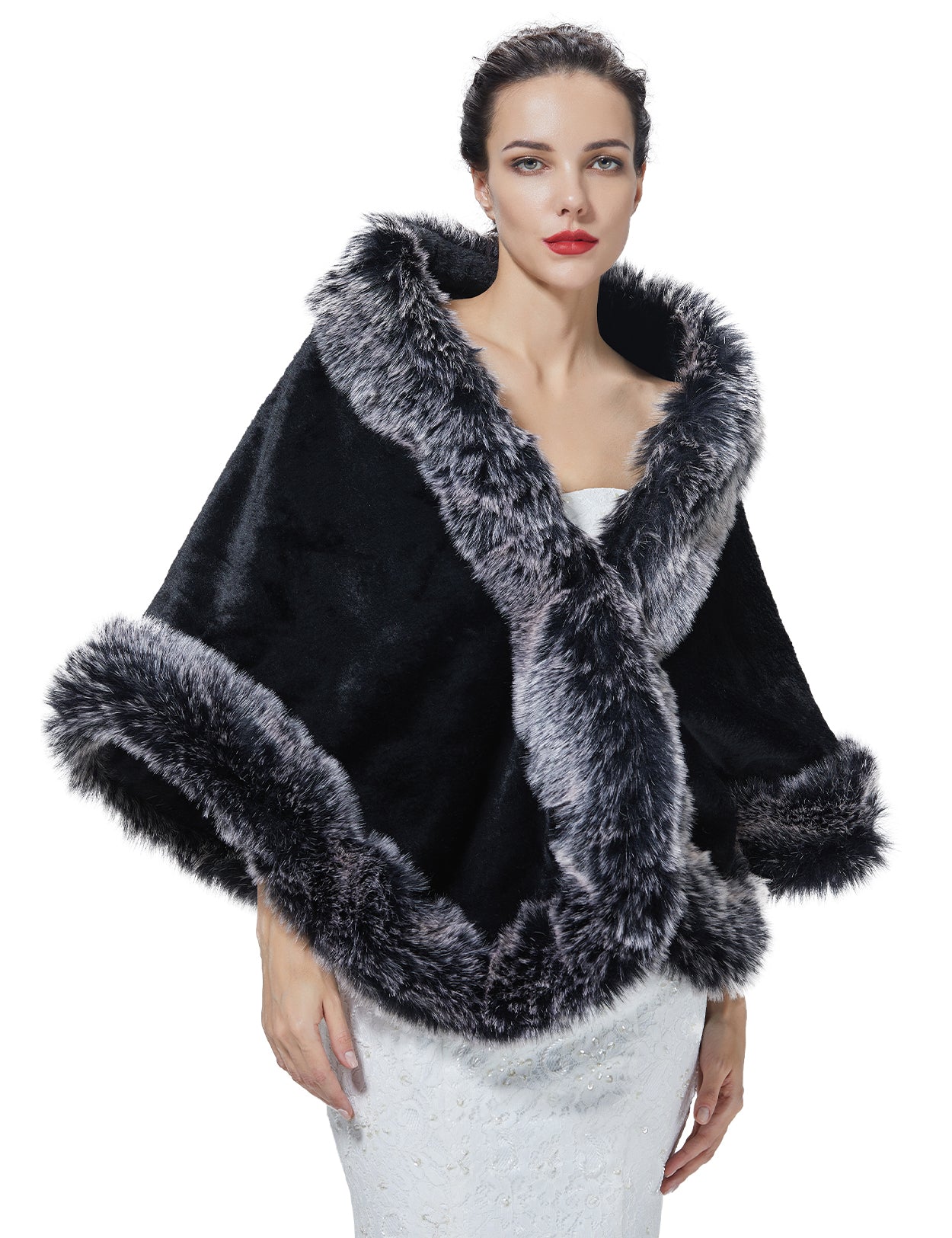 Luxury faux fur shawl for bridal wedding and evening dresses