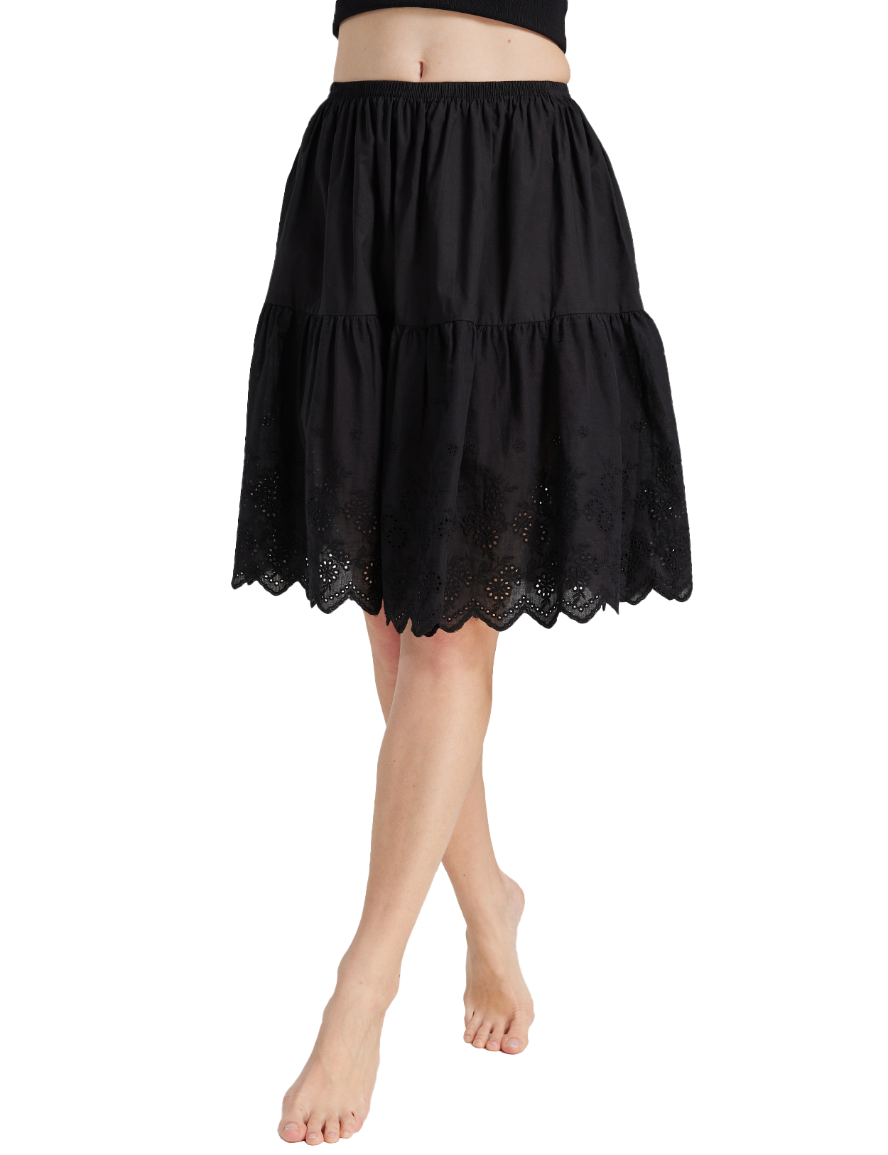 Vintage Lace Trim Cotton black Underskirt