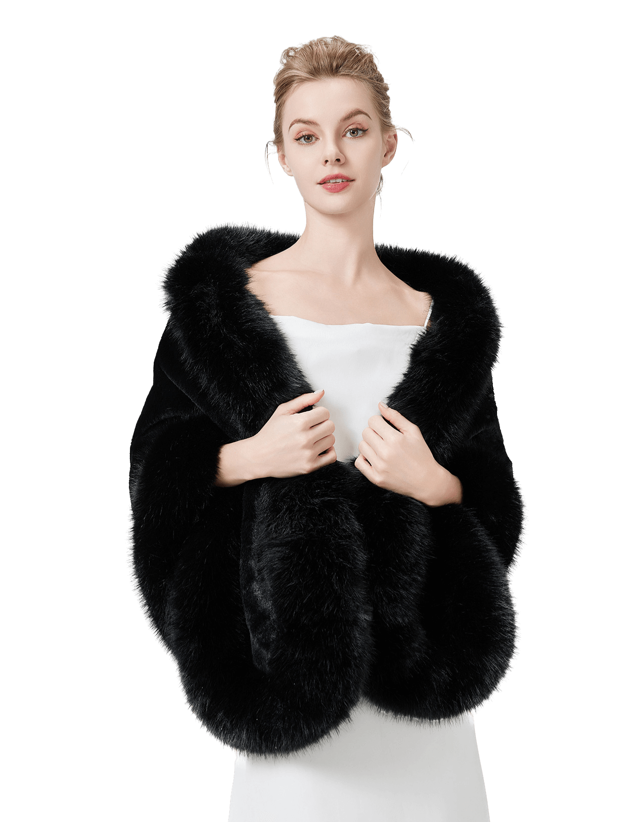 Luxury faux fur shawl for bridal wedding and evening dresses
