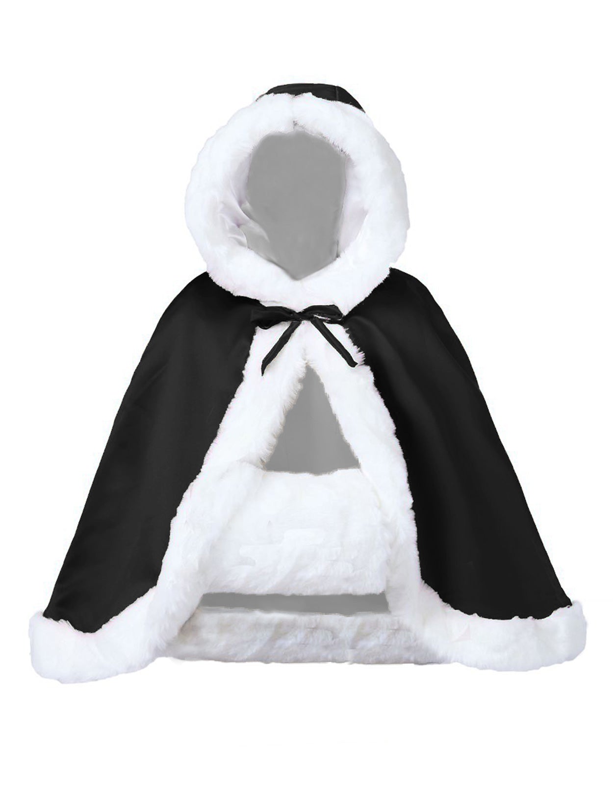 Elegant reversible bridal cape with hooded design and luxurious fur trim