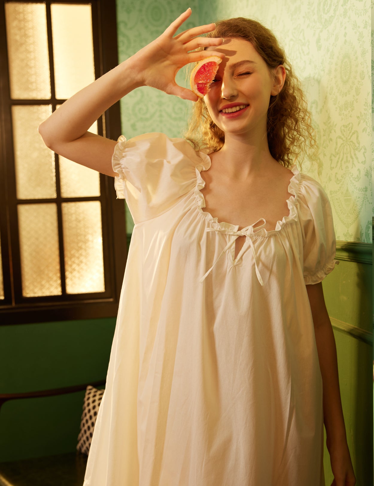 breathable cotton maternity sleepwear showing loose comfortable fit