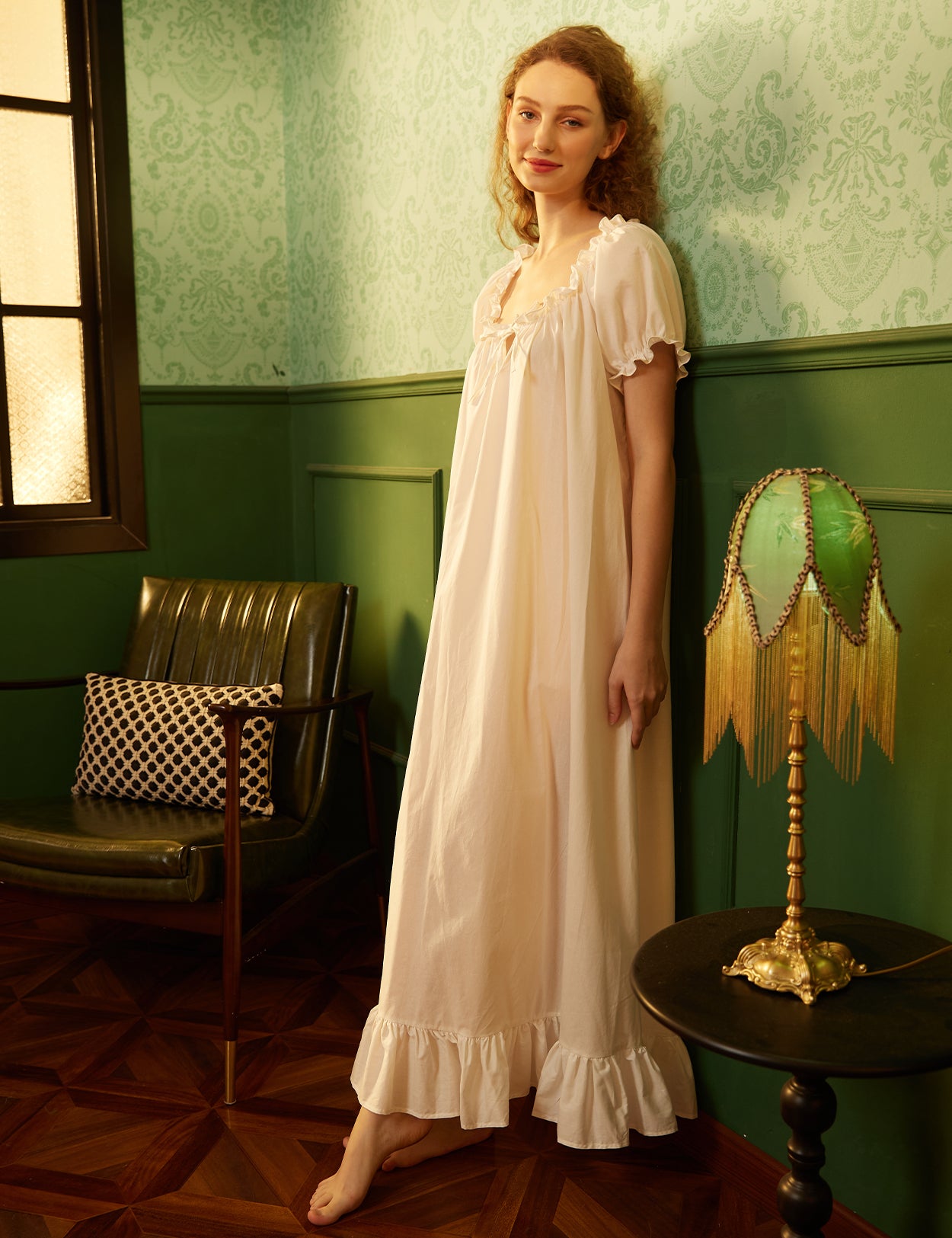 breathable cotton maternity sleepwear showing loose comfortable fit