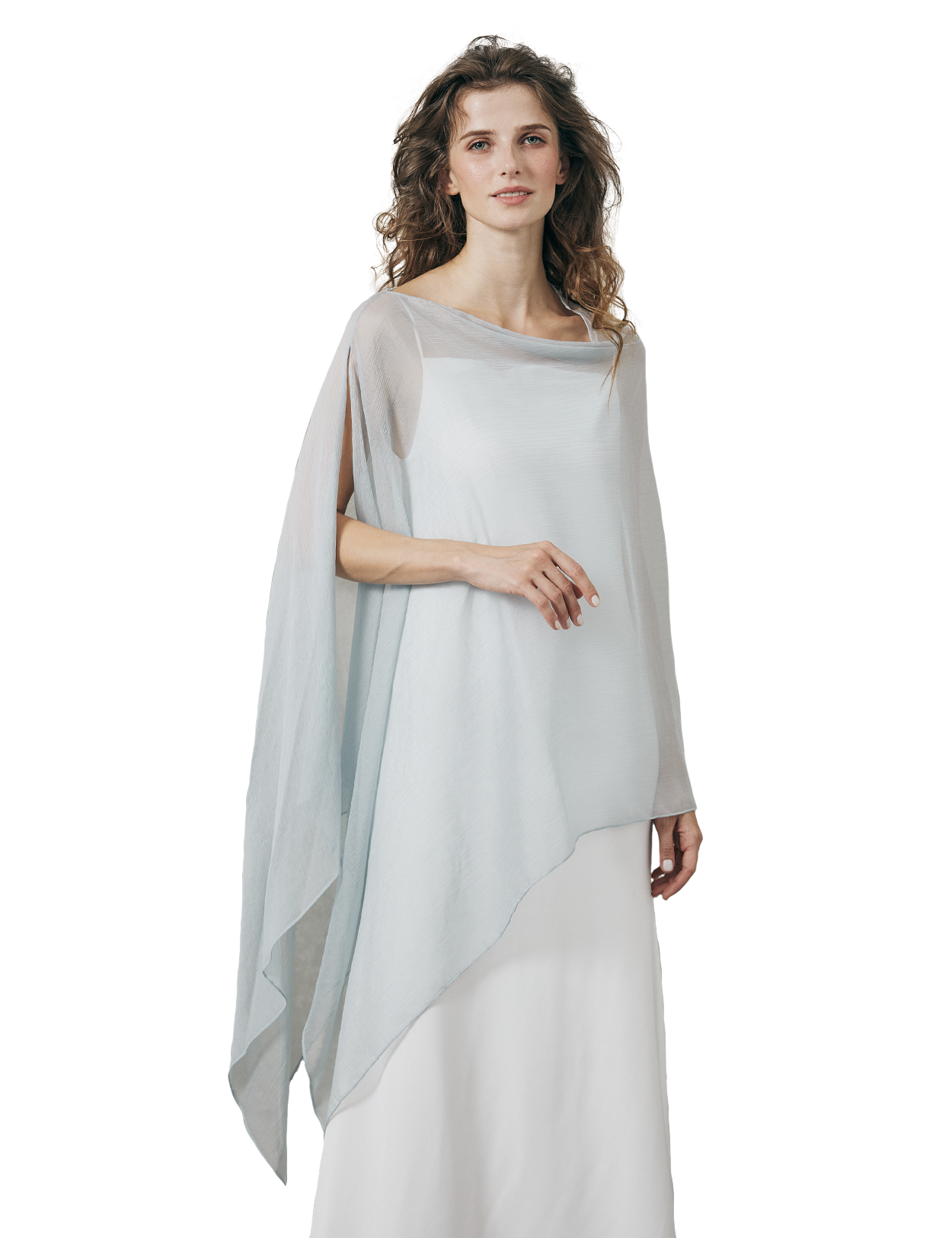 Lightweight sheer bridesmaid shawl in elegant draping style for wedding ceremonies