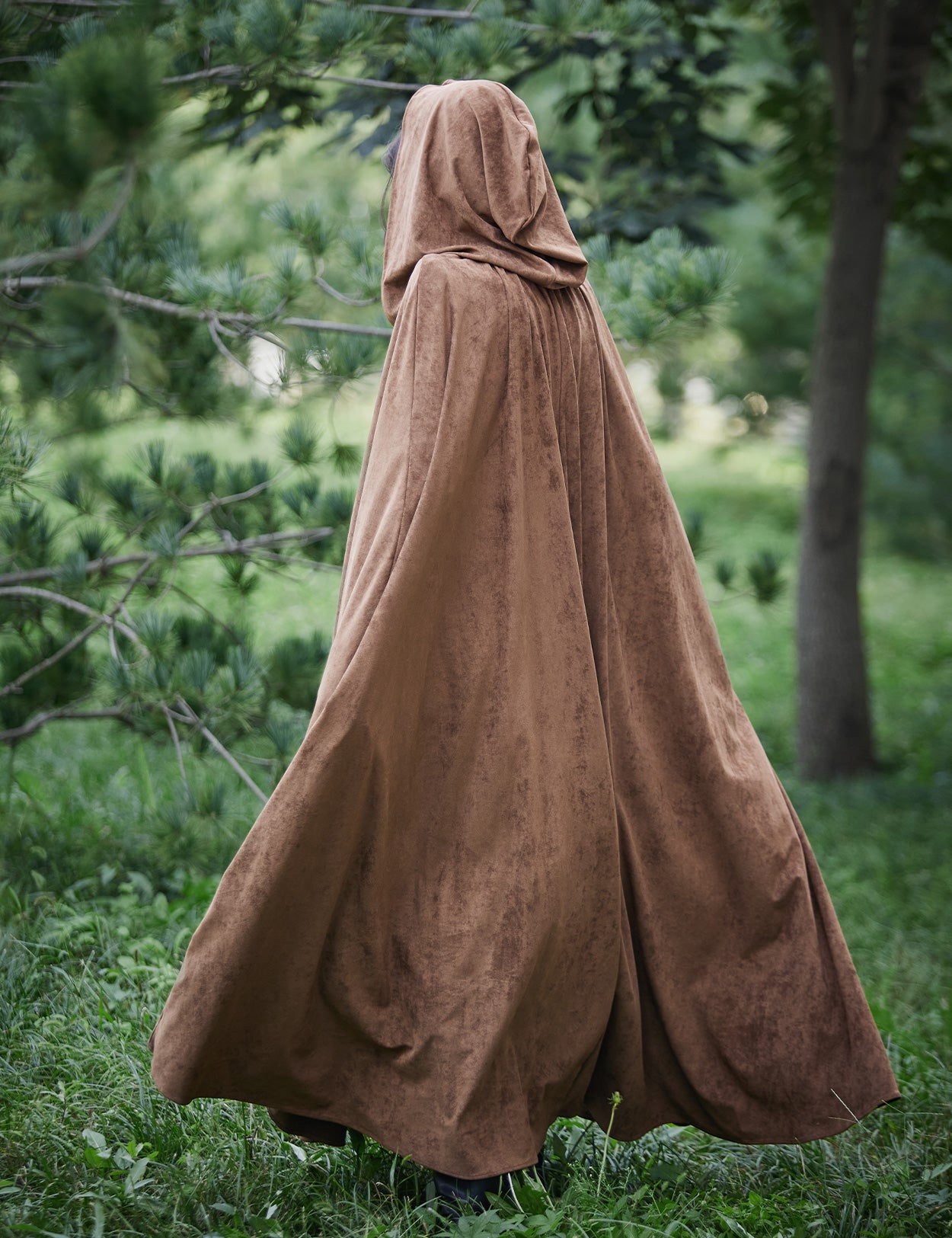 Medieval hooded cloak in brown