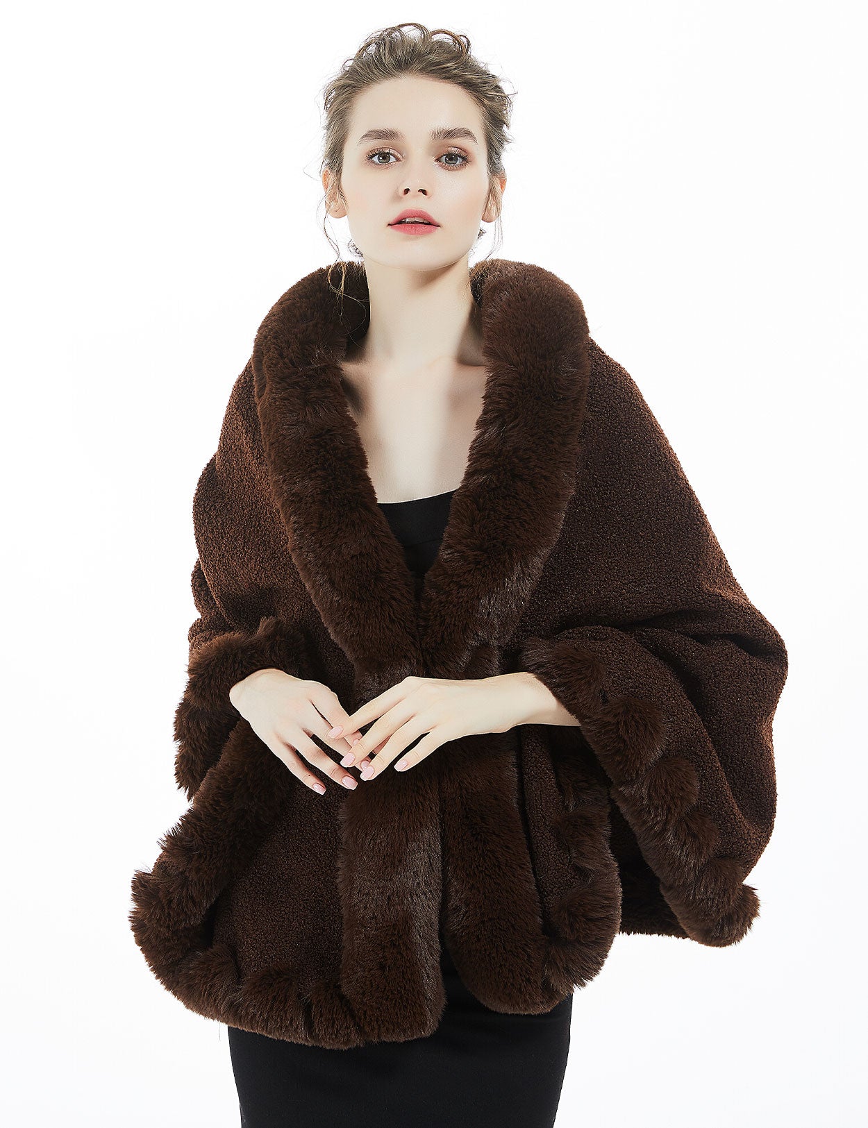 Elegant faux fur bridal shawl for winter weddings