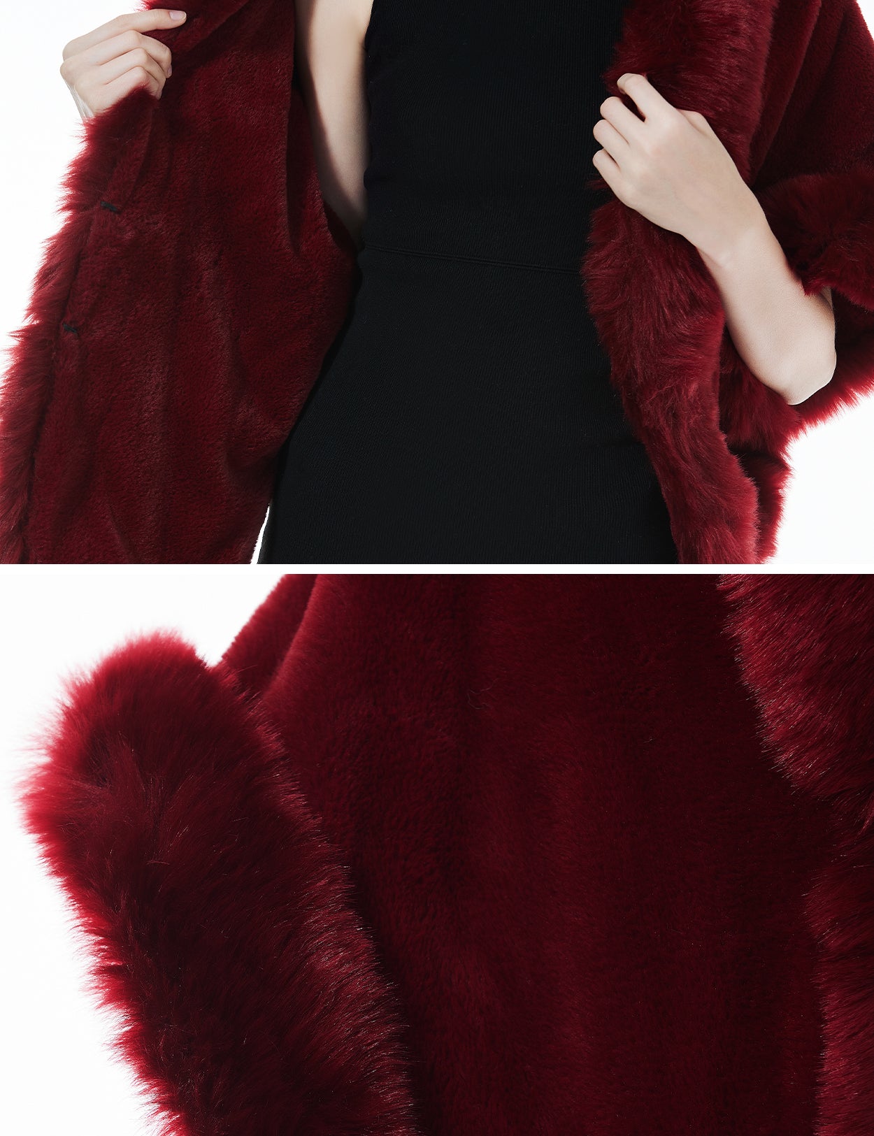 Luxury faux fur shawl for bridal wedding and evening dresses details