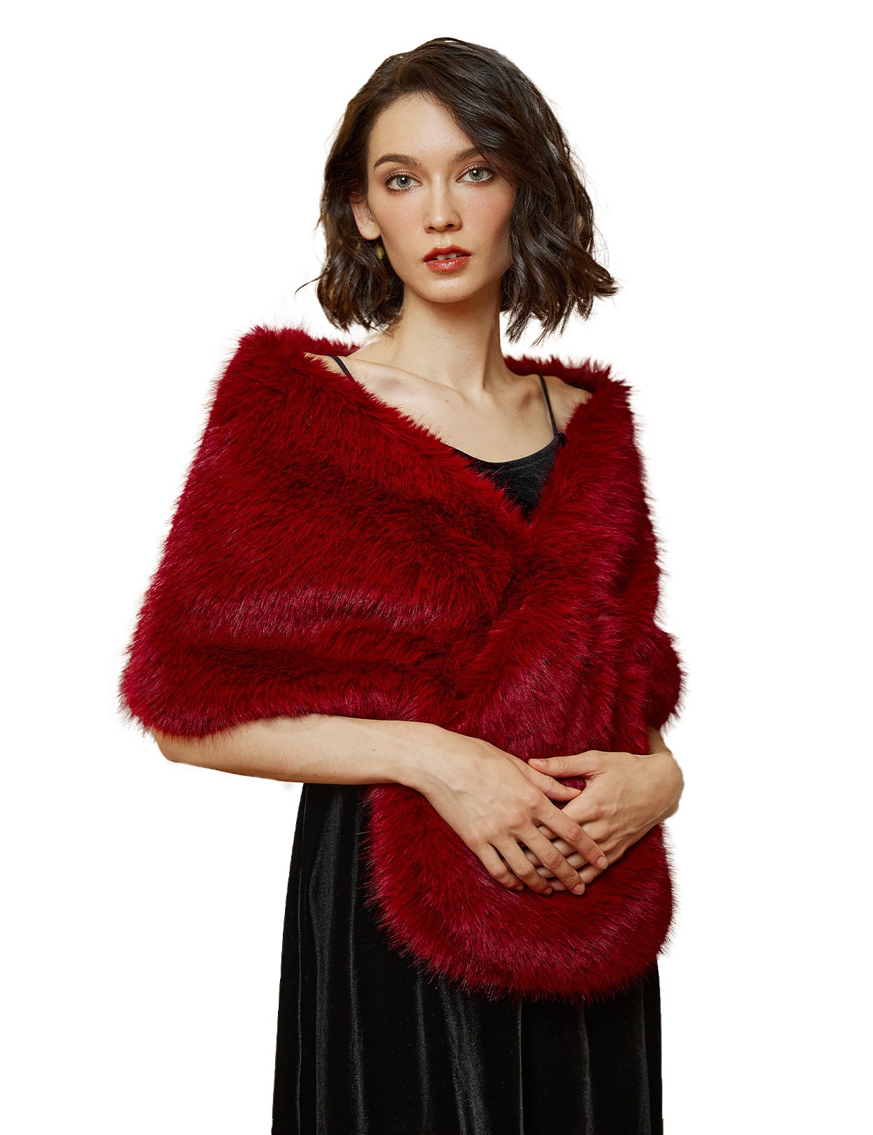 Elegant faux fur bridal shawl and wedding wrap for winter ceremonies