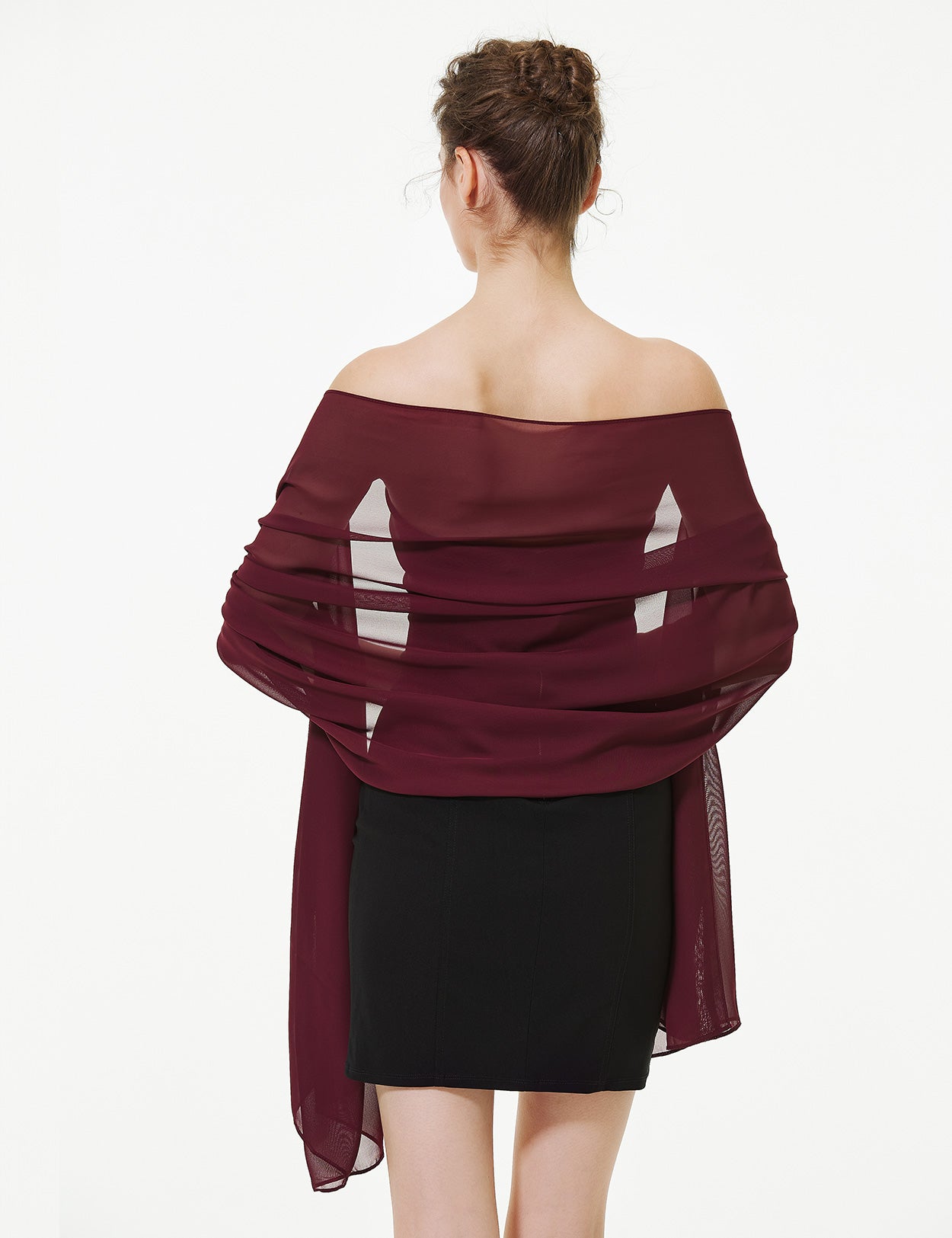 elegant chiffon wedding shawl in soft draping style, perfect for brides and evening wear