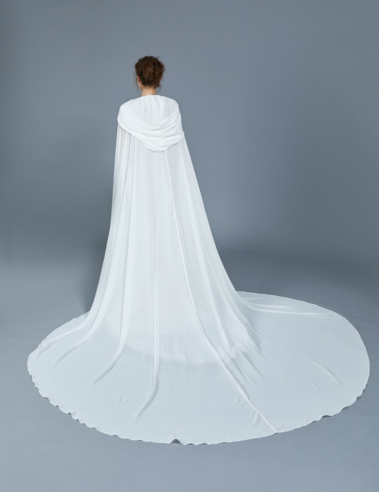 Ethereal Medieval Wedding Cloak with Hood & Train