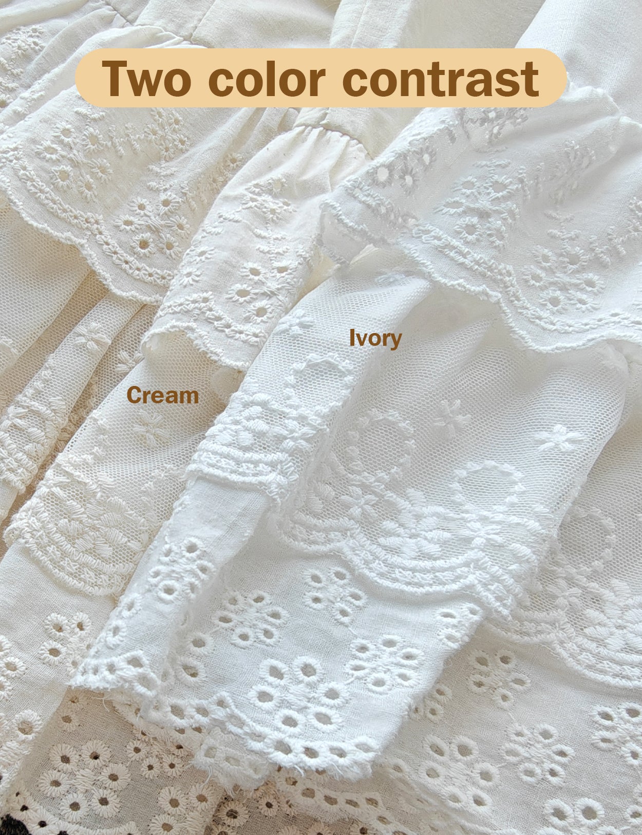 color comparasion of ivory and cream