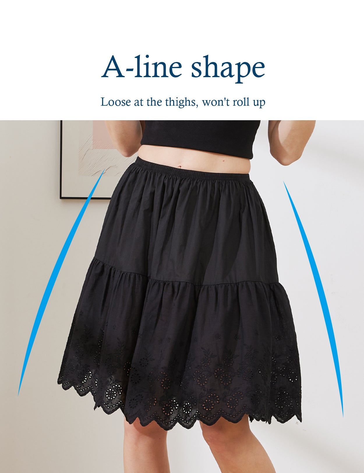 Vintage Lace Trim Cotton black Underskirt