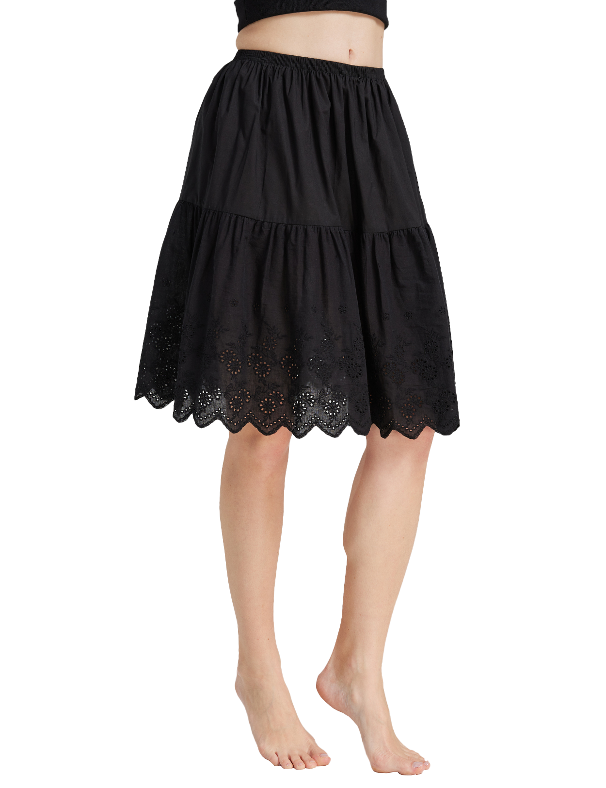 Vintage Lace Trim Cotton black Underskirt