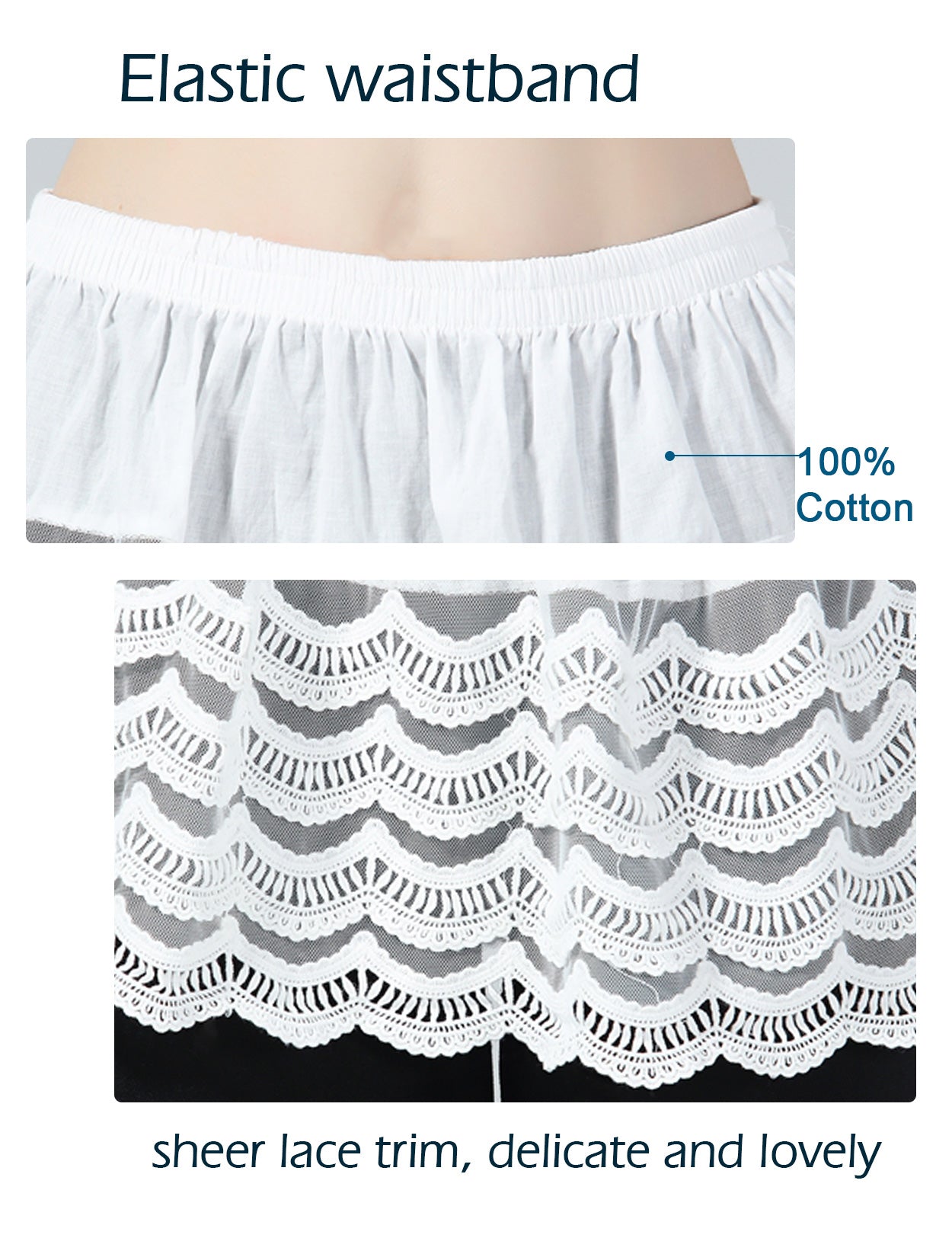 Plus Size Mini Underskirt with Floral Lace - details